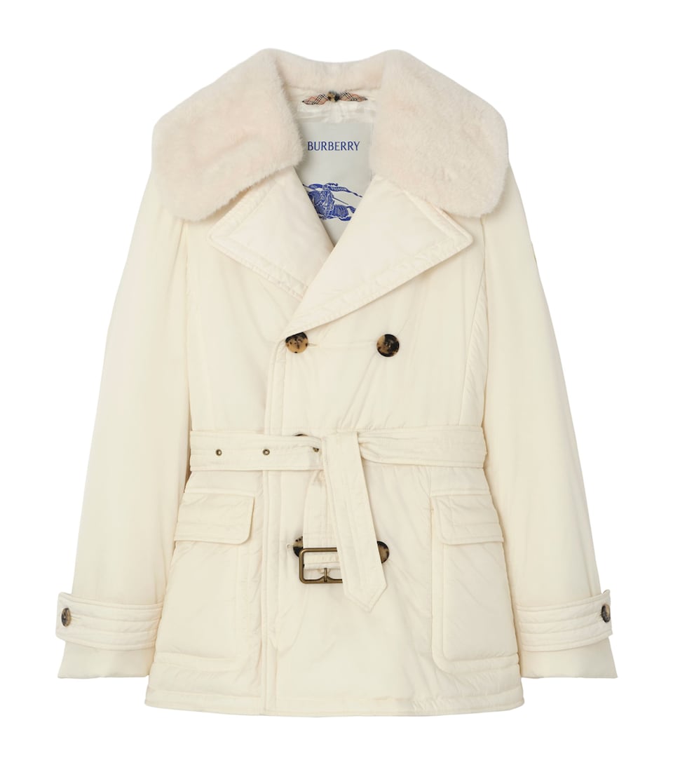 Burberry Womens Hertford Padded Trench Jacket Tundra White