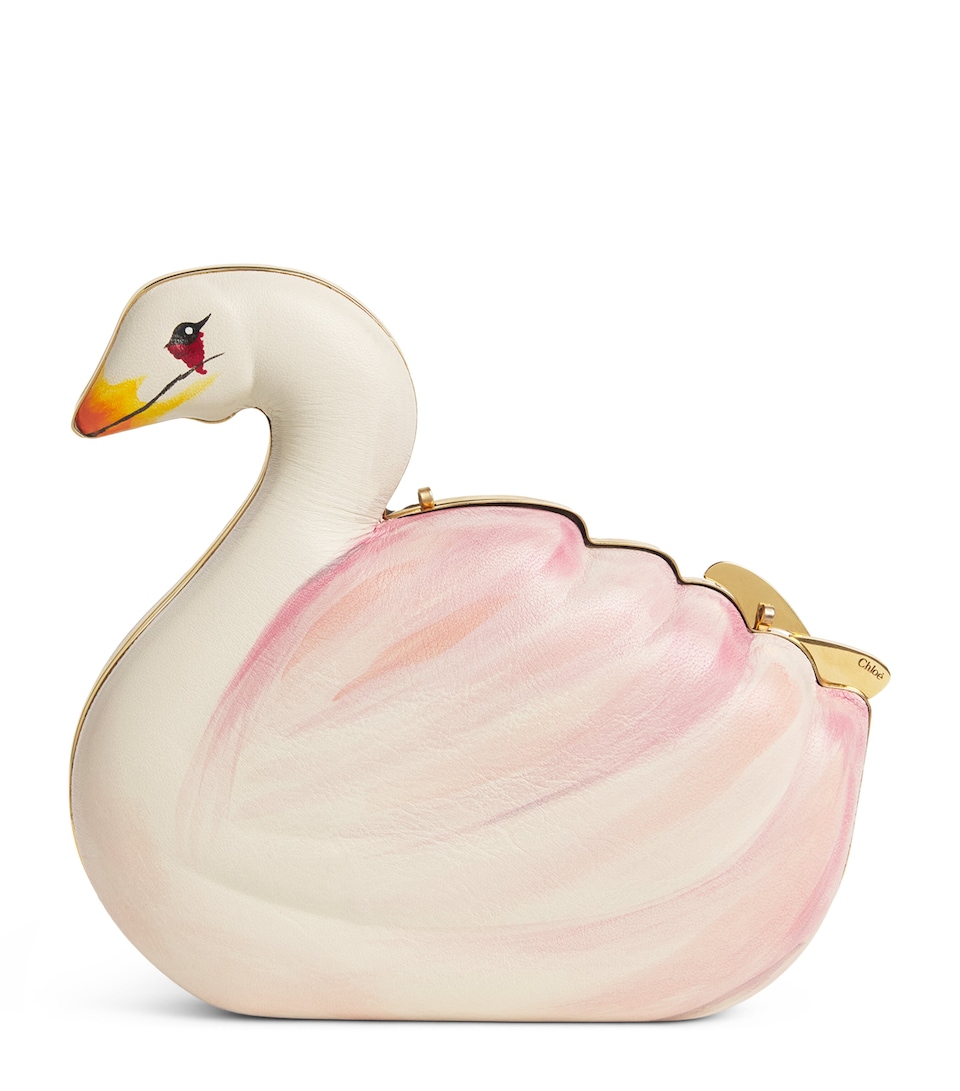 Chloé Lambskin Swan Clutch Bag Milk