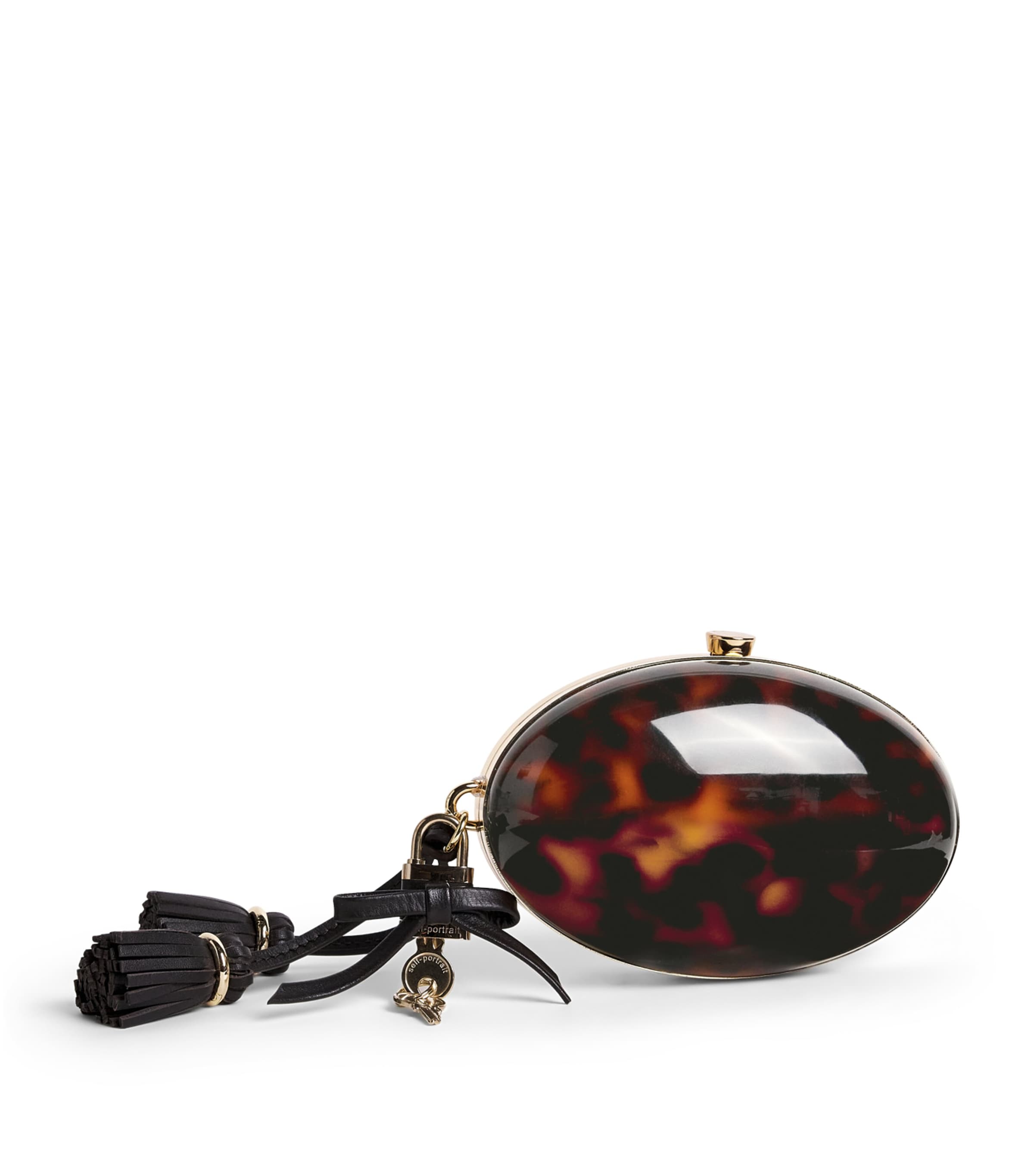 Self-Portrait Resin Pebble Clutch Bag Brown