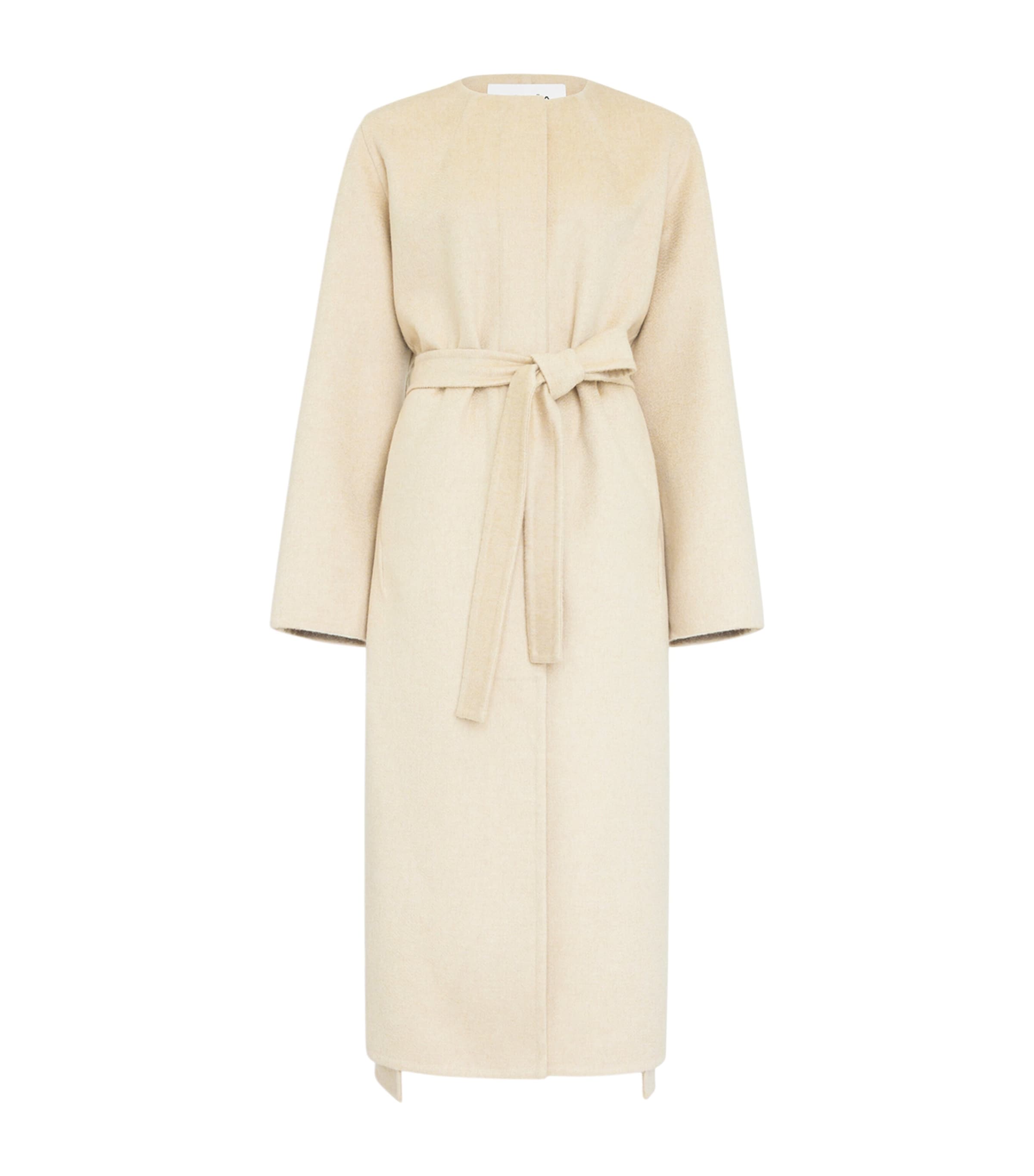 Alaïa Womens Cashmere Collarless Coat Beige