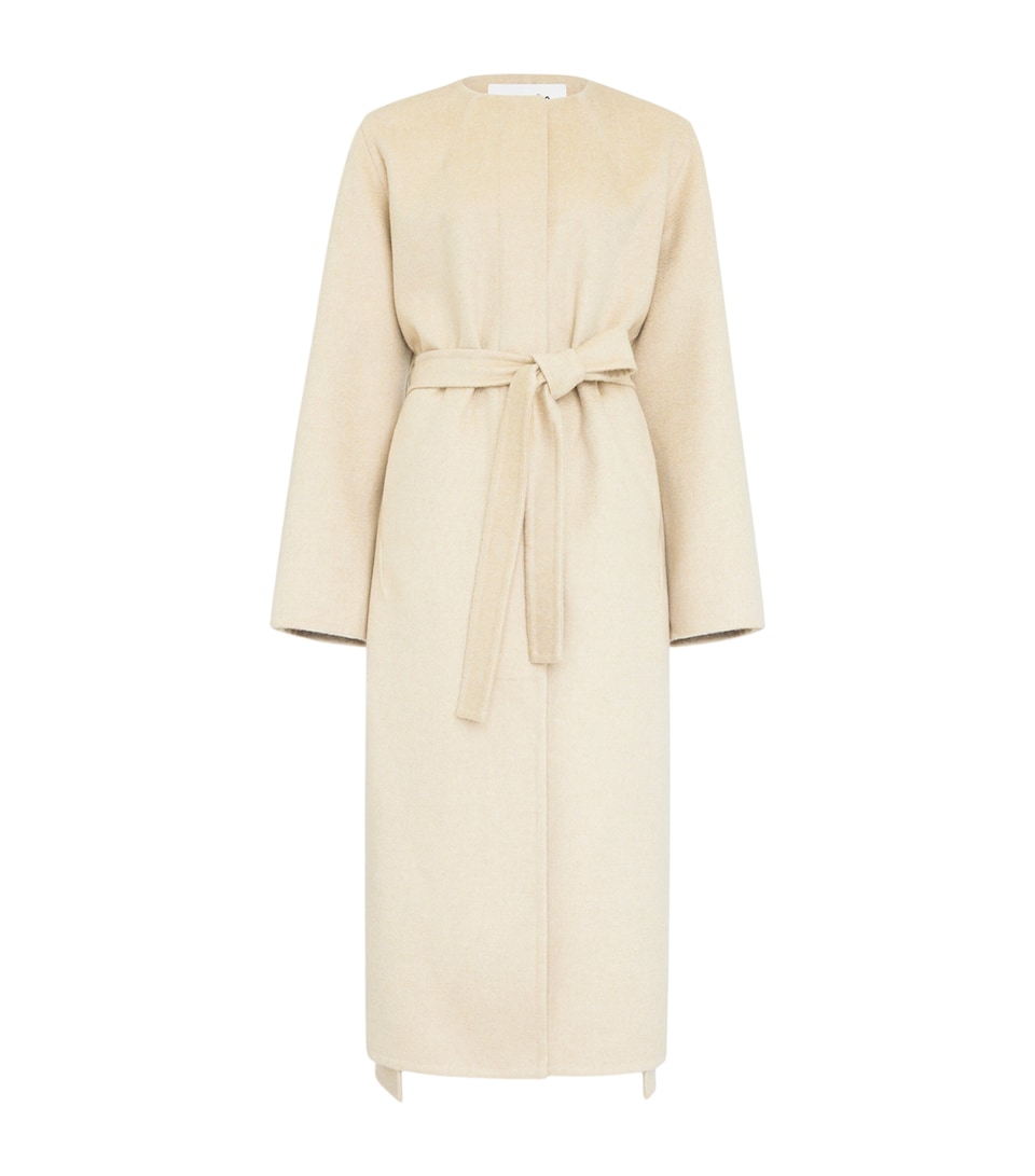 Alaïa Womens Cashmere Collarless Coat Beige