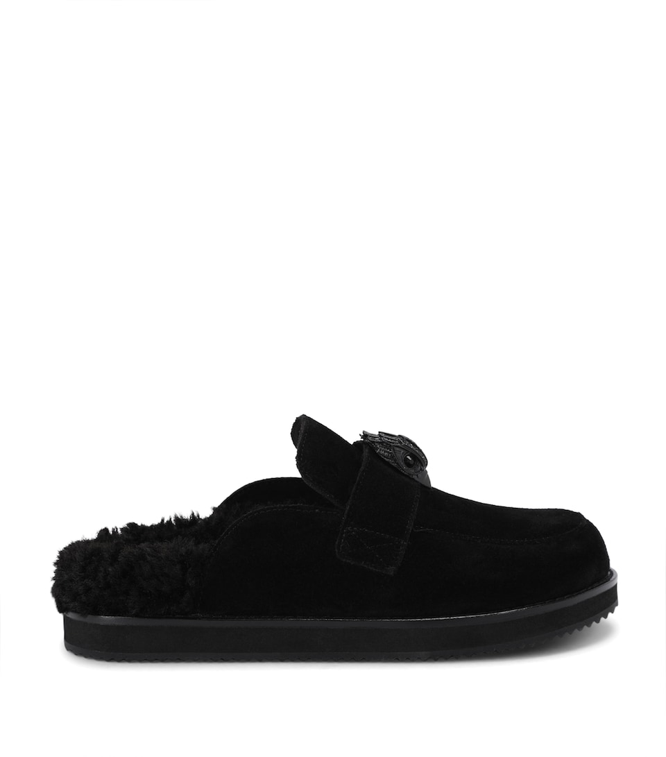 Kurt Geiger London Suede Eagle Clog Mules Black