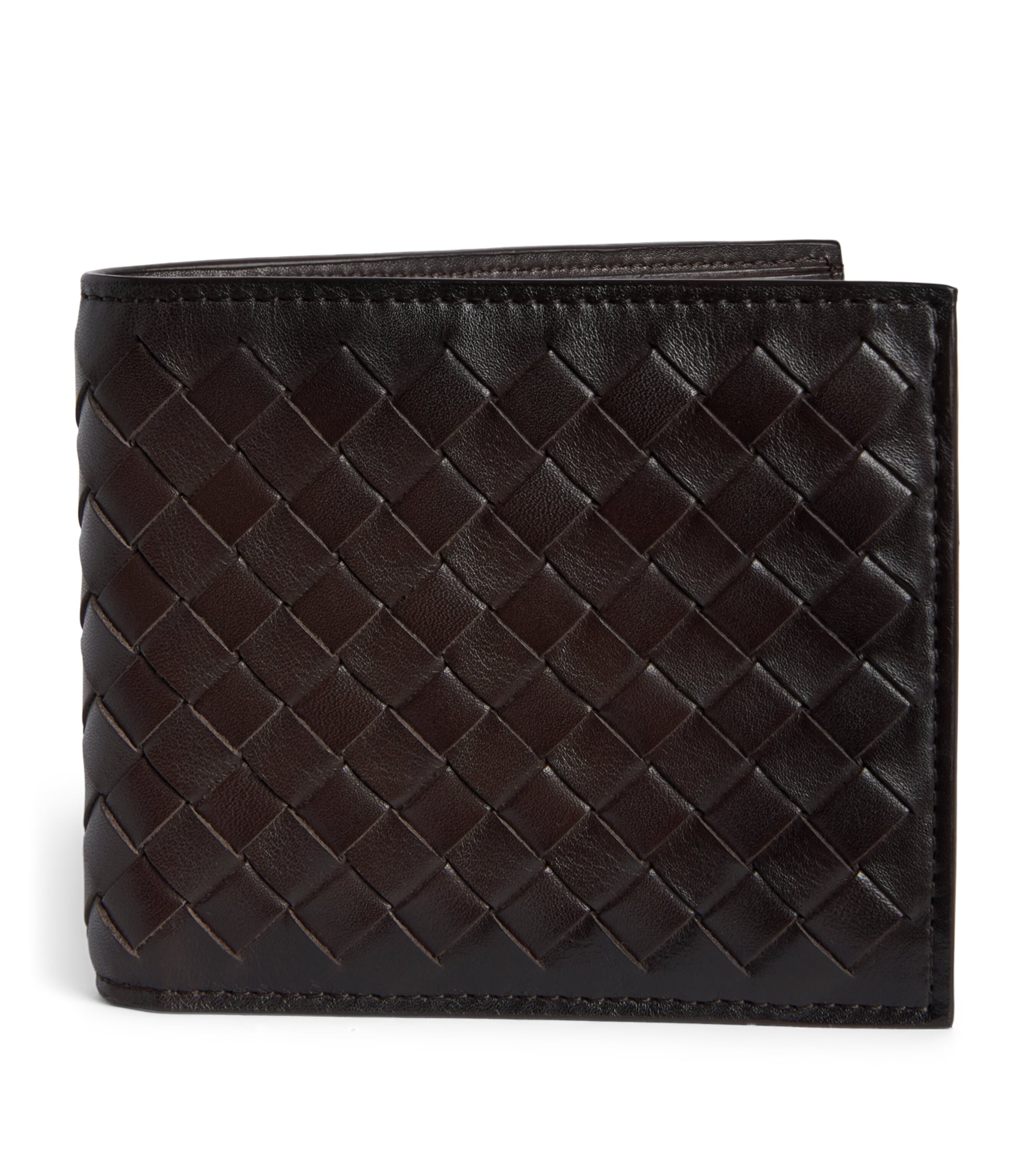 Officine Creative Leather Woven Boudin Bifold Wallet Moro