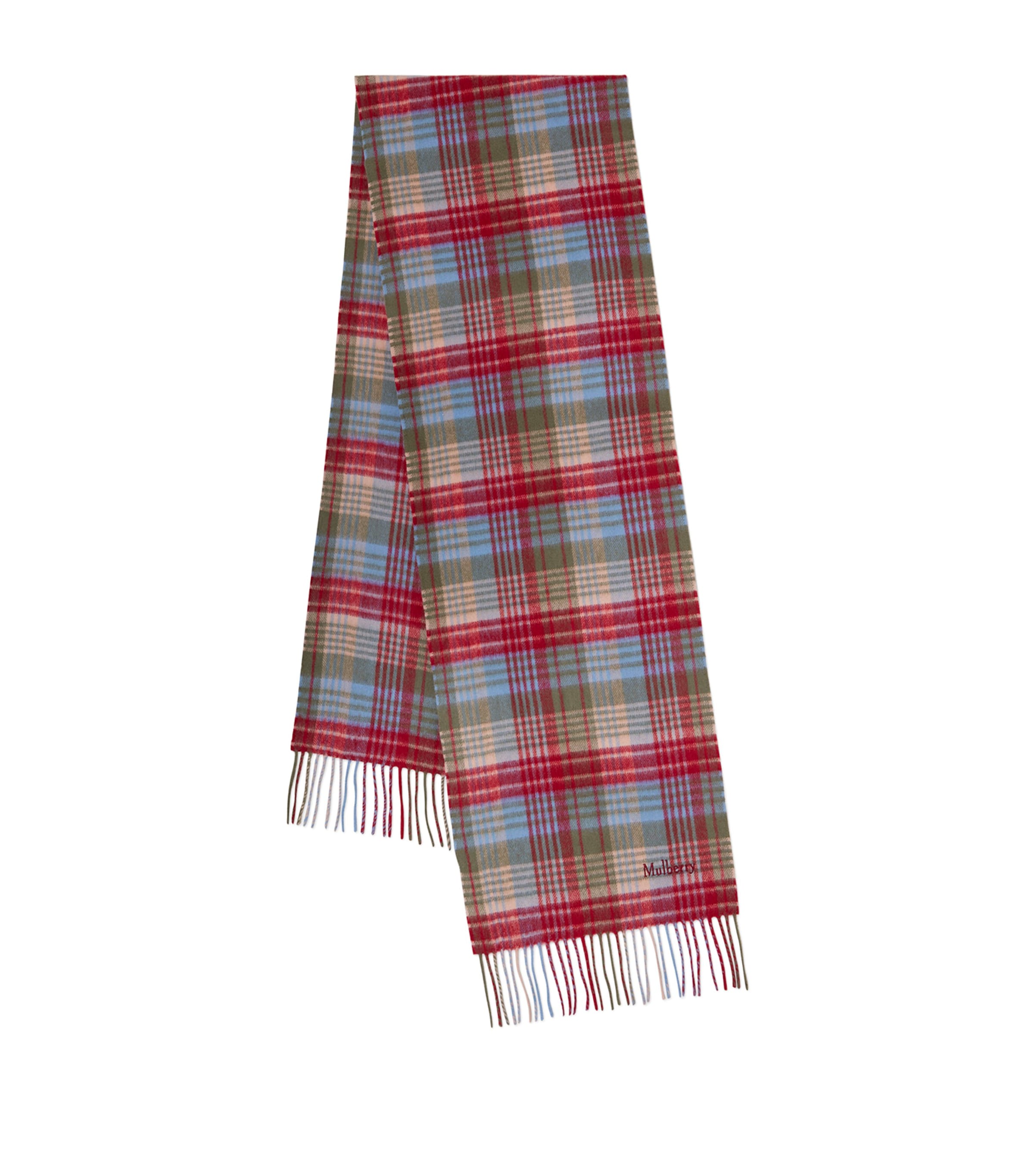 Mulberry Small Merino Check Scarf Mosssky Blue