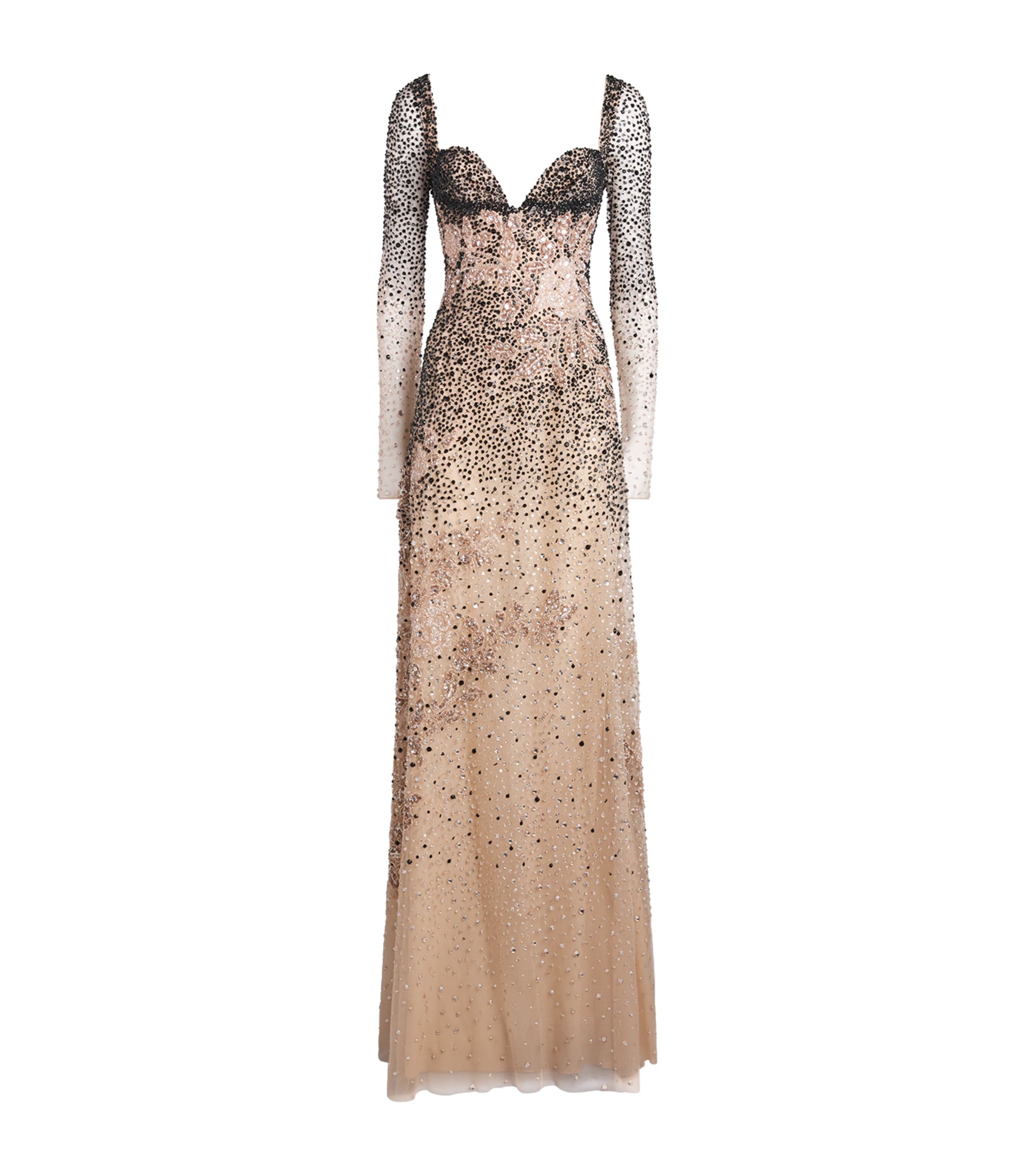 GEORGES HOBEIKA Womens Embellished Gown Nomad Beige
