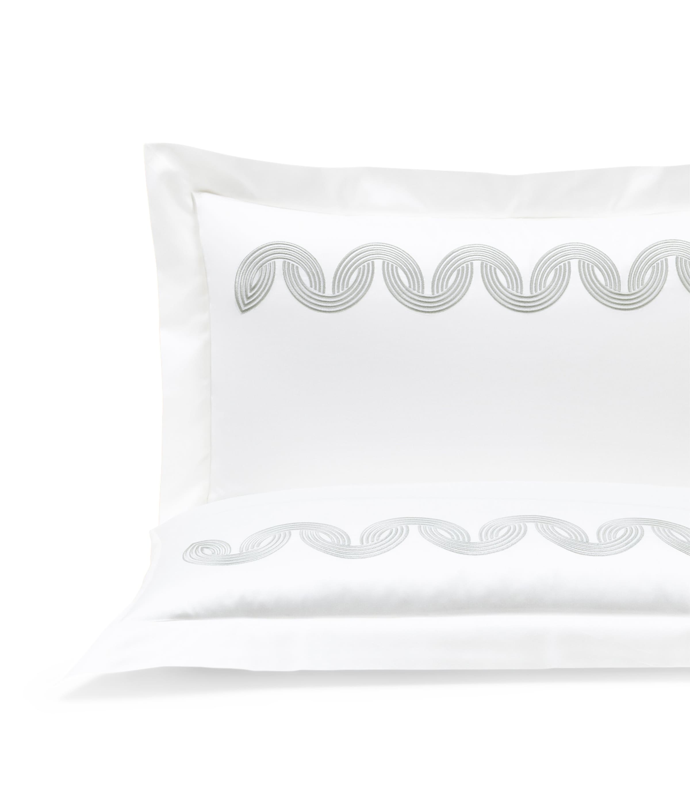 Frette Cotton Grace Avant Garde Embroidery Pillowcase (51cm x 71cm) Milk/verdigri