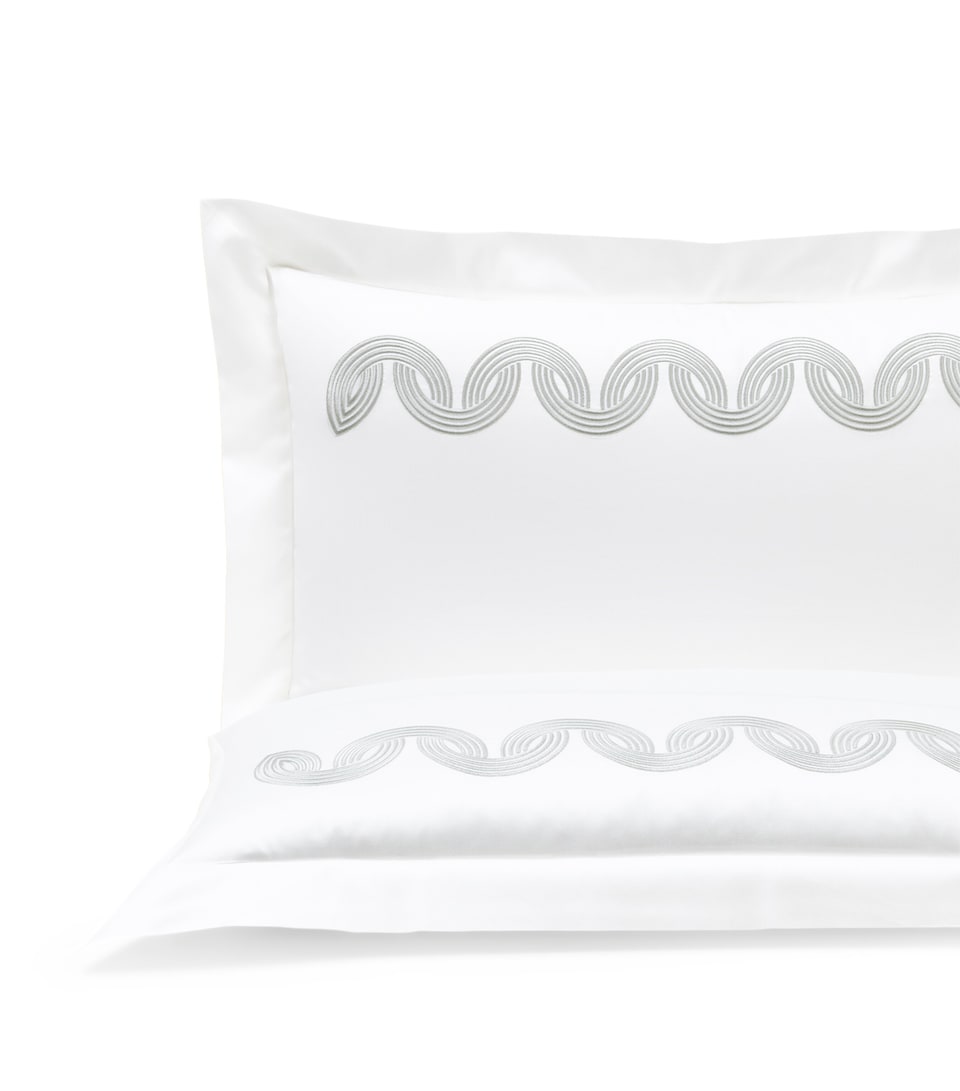 Frette Cotton Grace Avant Garde Embroidery Pillowcase (51cm x 71cm) Milk/verdigri