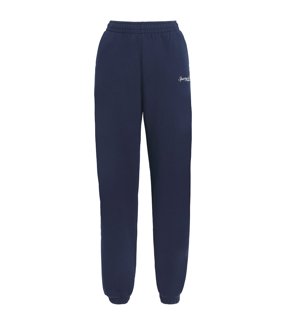 Sporty & Rich Womens Cotton Syracuse Sweatpants Dark Navy White