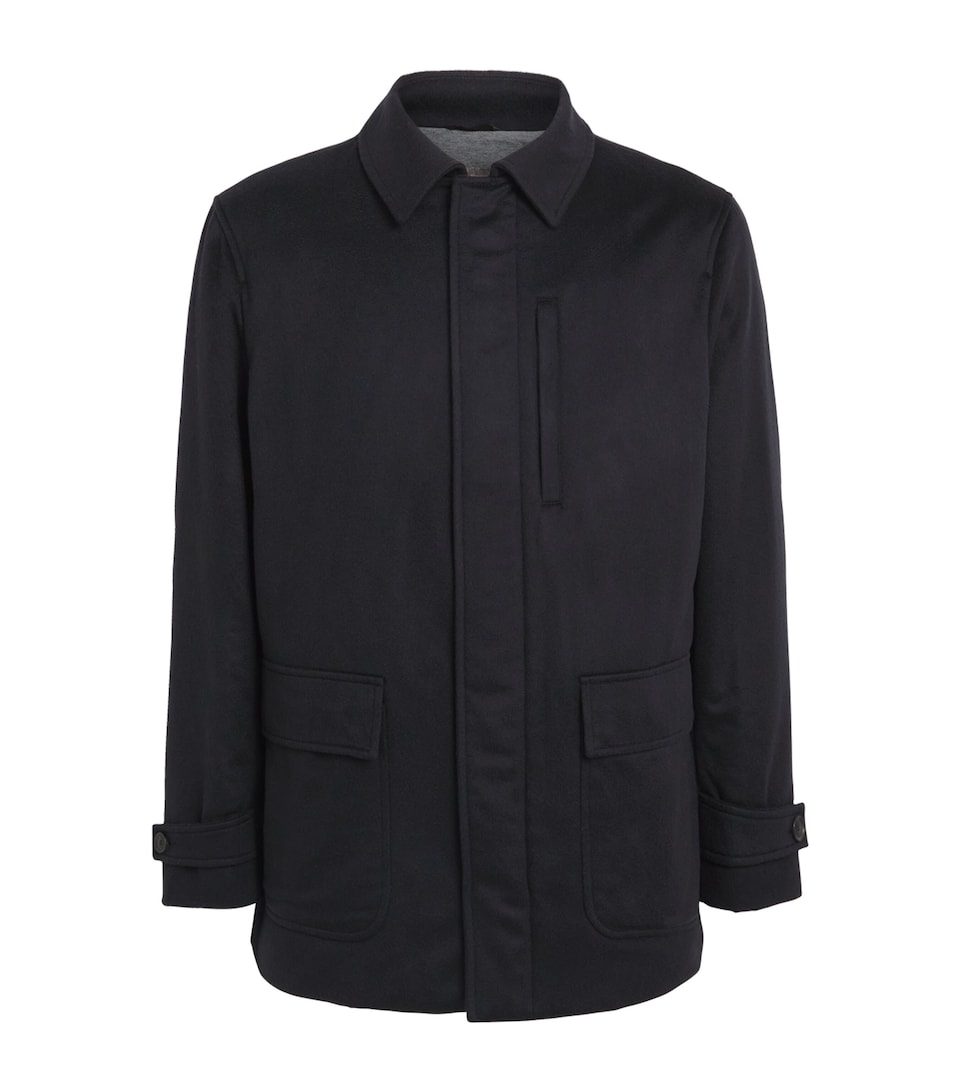 N.Peal Mens Cashmere Weekend Coat Navy Chocolate Fur