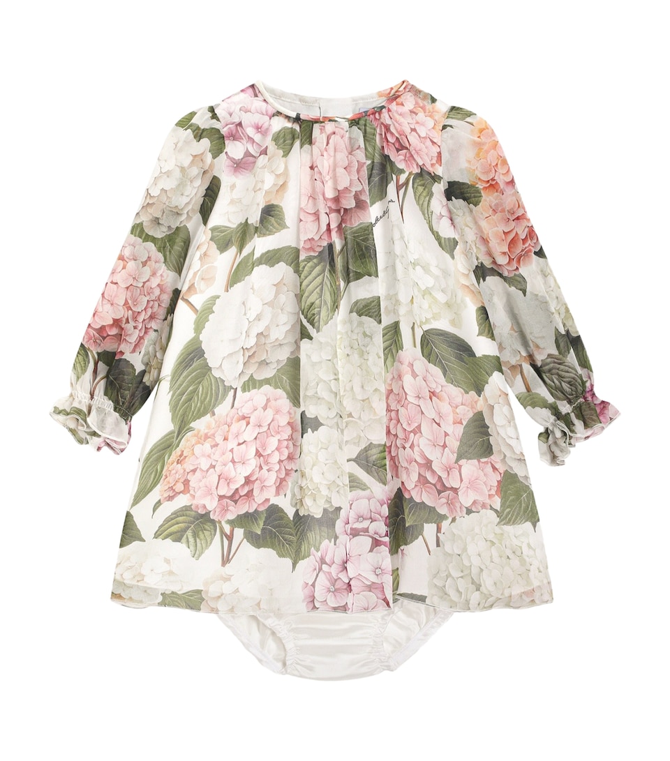 Dolce&Gabbana Kids Silk Chiffon Hydrangea Dress and Bloomers (3-30 Months) Ortensie Fdo Bc