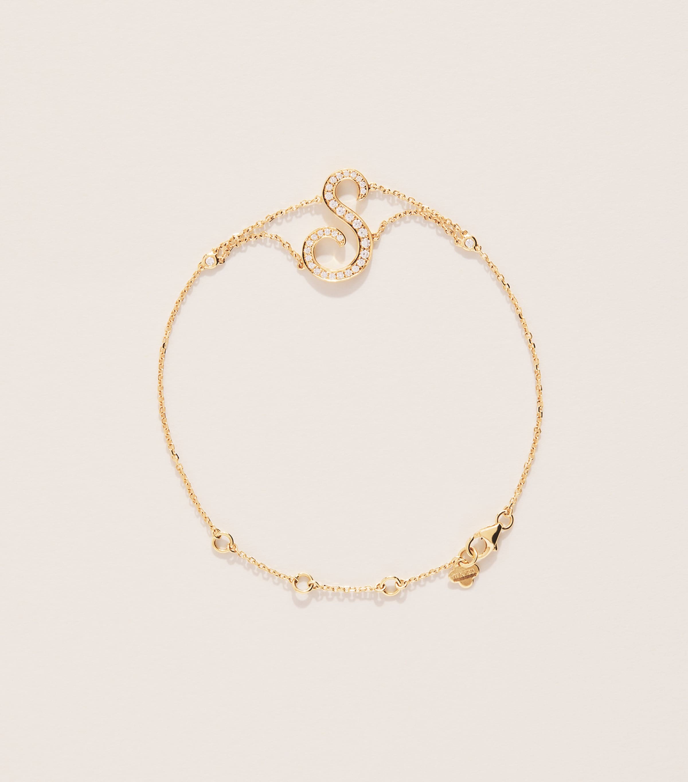 Rosa de la Cruz Yellow Gold and Diamond S Initial Pendant Yellow Gold