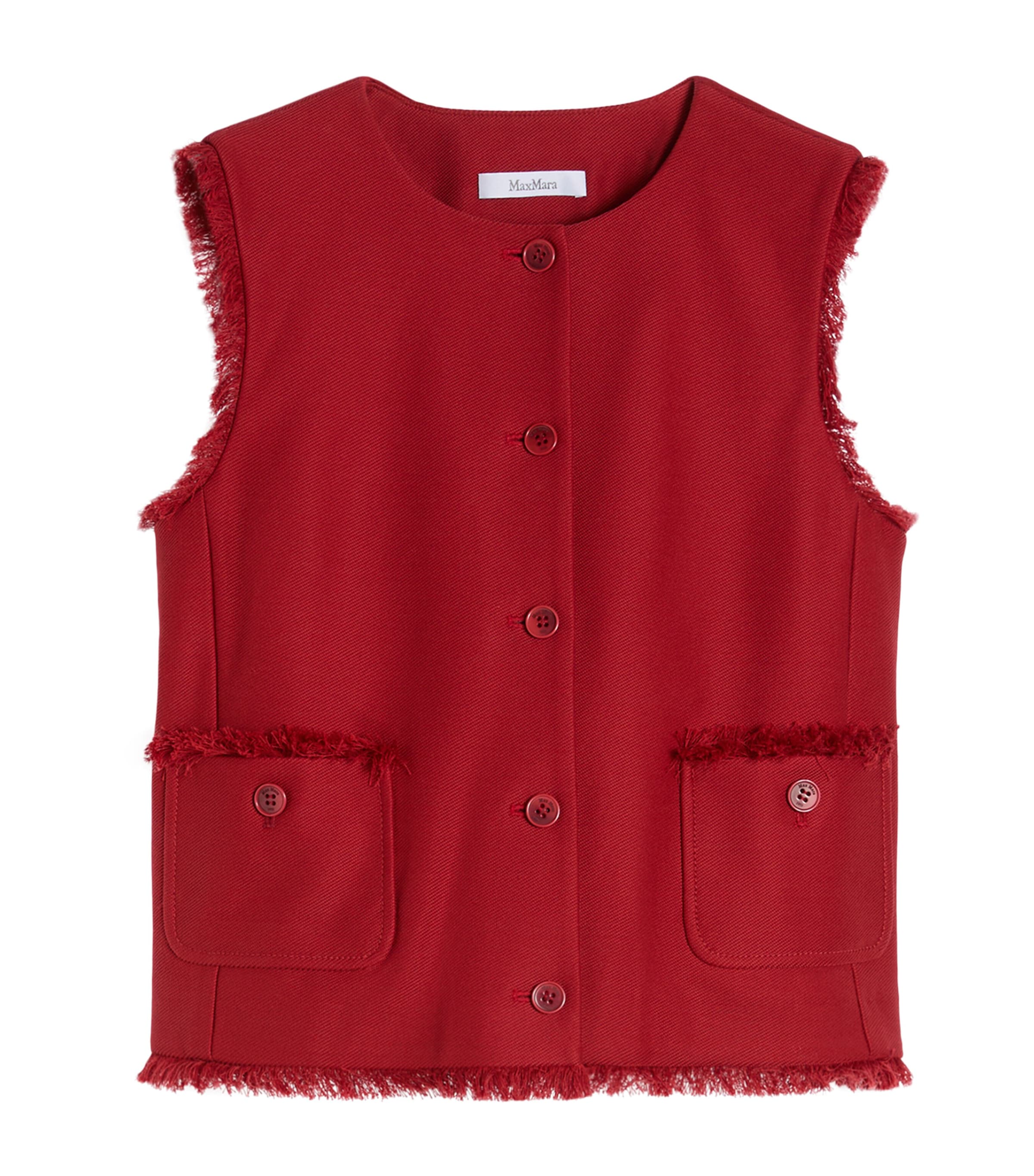 Max Mara Womens Cotton Gabardine Waistcoat Red