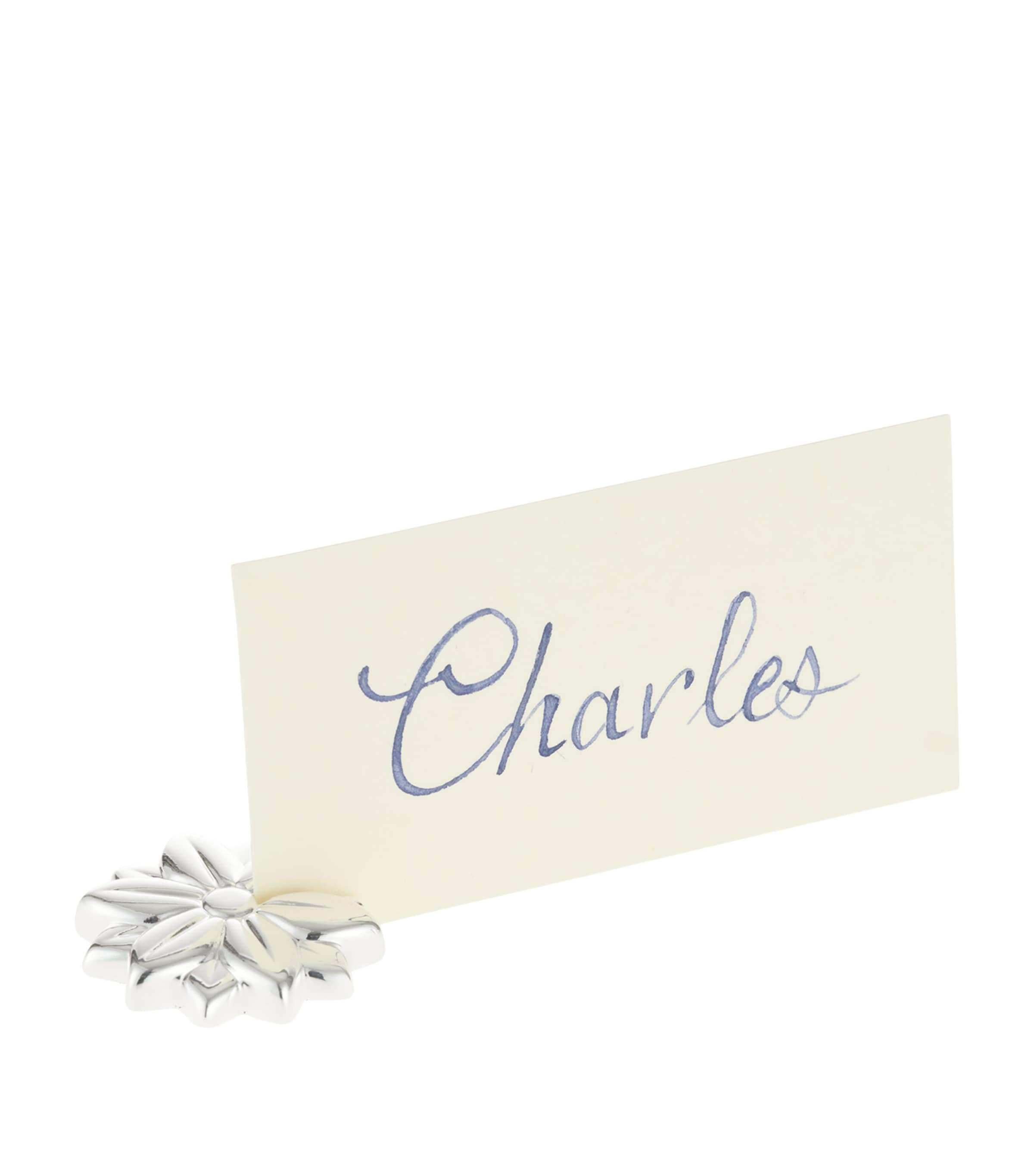 Christofle Set of 2 Silver-Plated Placecard Holders Silver