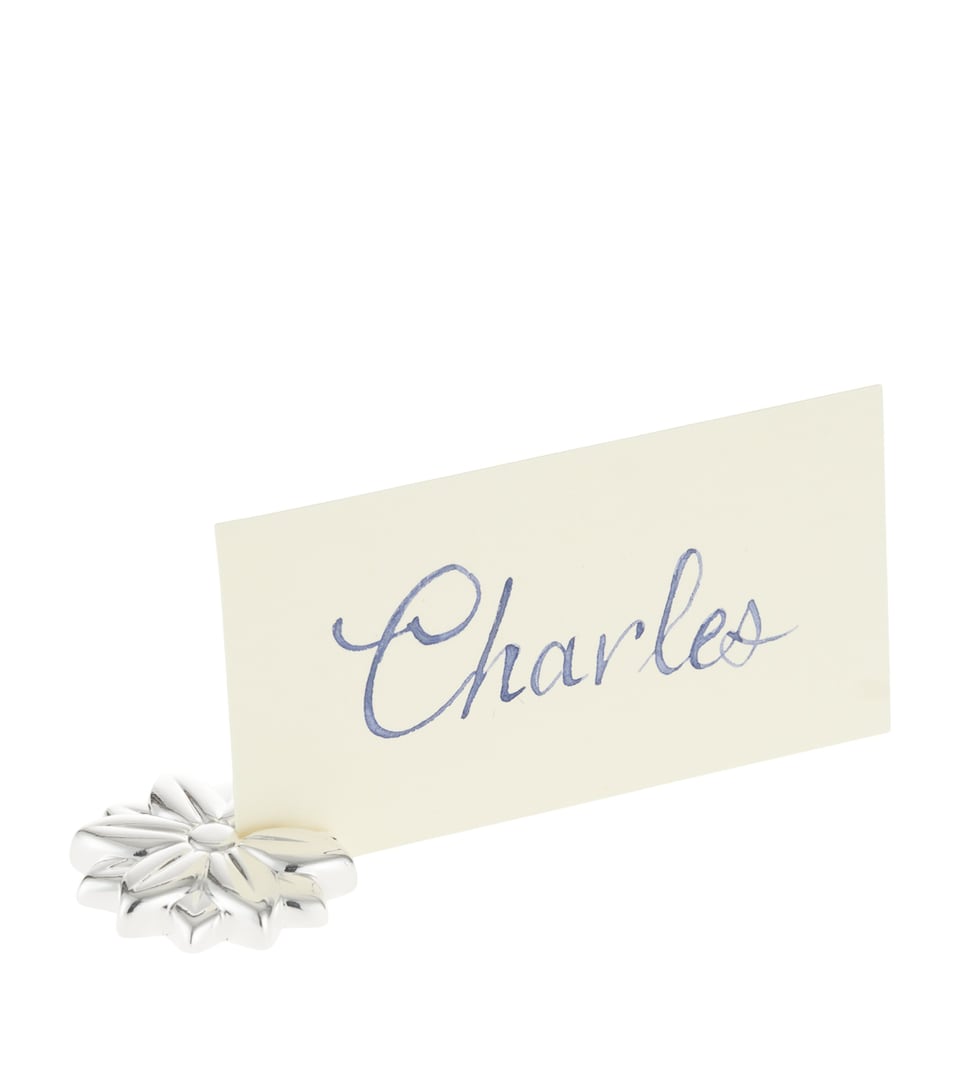 Christofle Set of 2 Silver-Plated Placecard Holders Silver