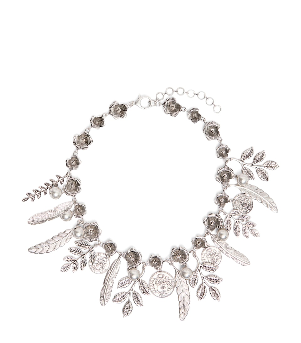 Weekend Max Mara Floral Charm Necklace Silver