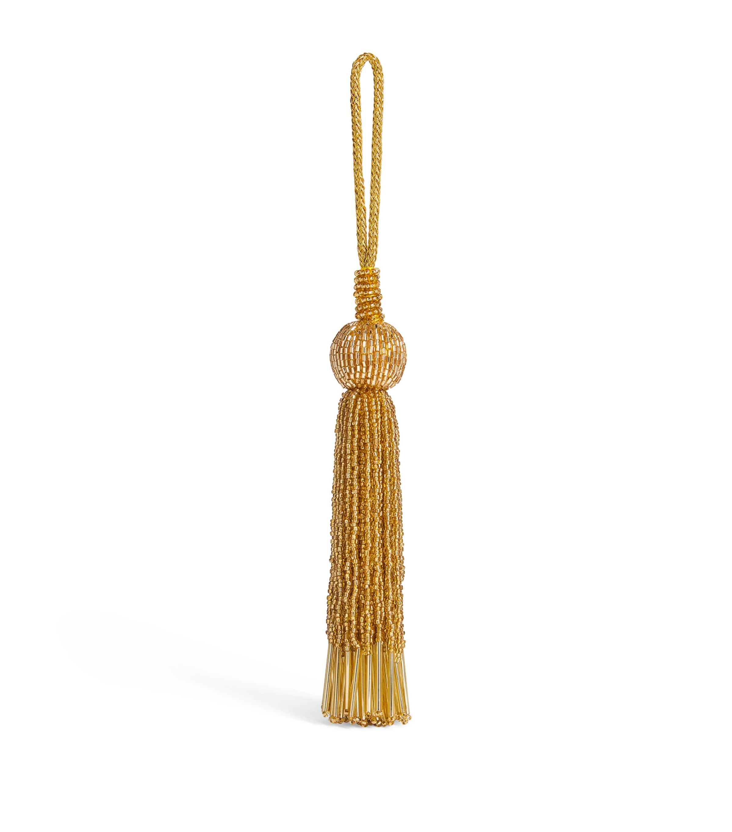 Harrods Beaded Tassel Tree Decoration Gold