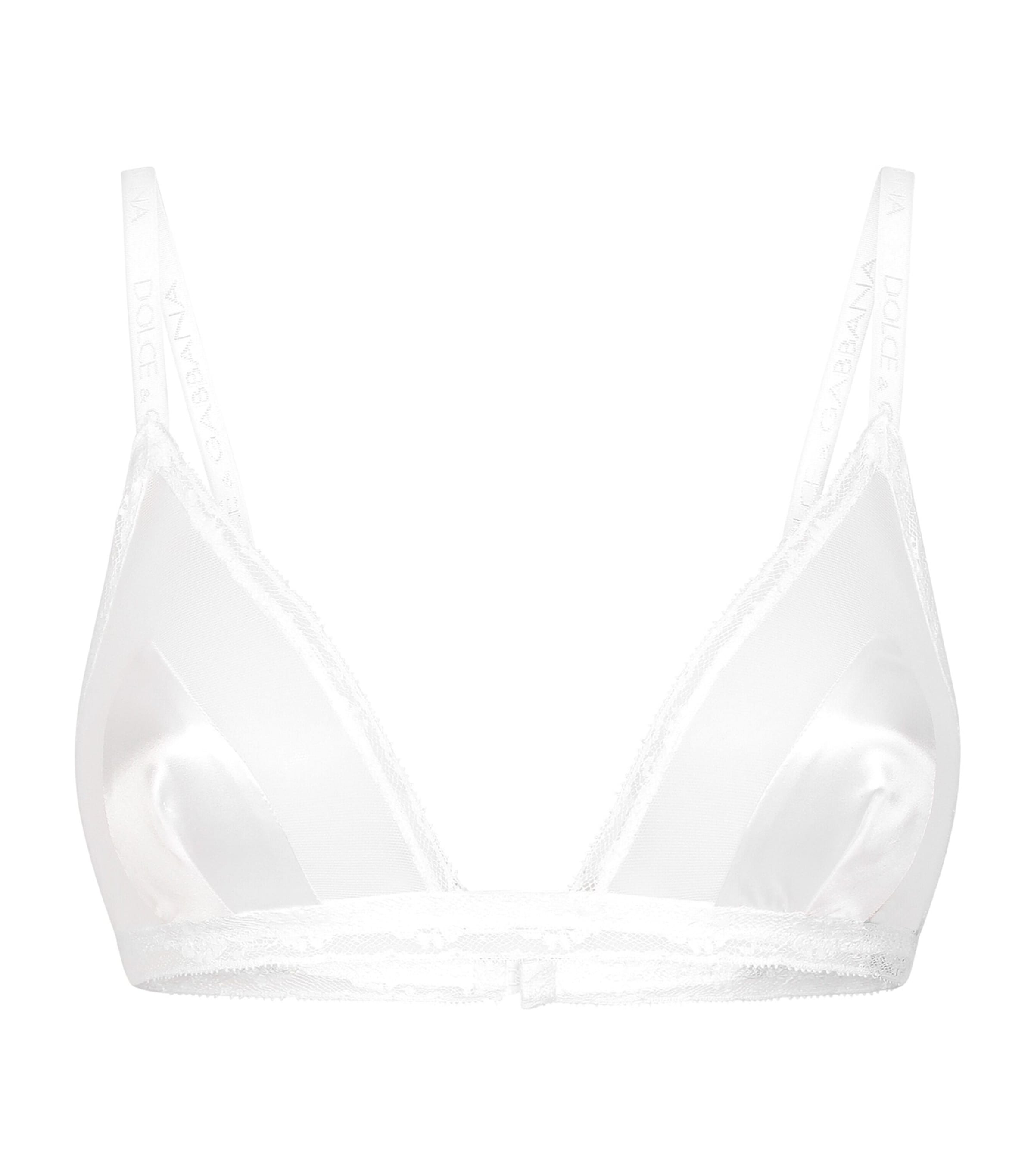 Dolce&Gabbana Womens Silk-Blend Lace-Trim Bra Optical White
