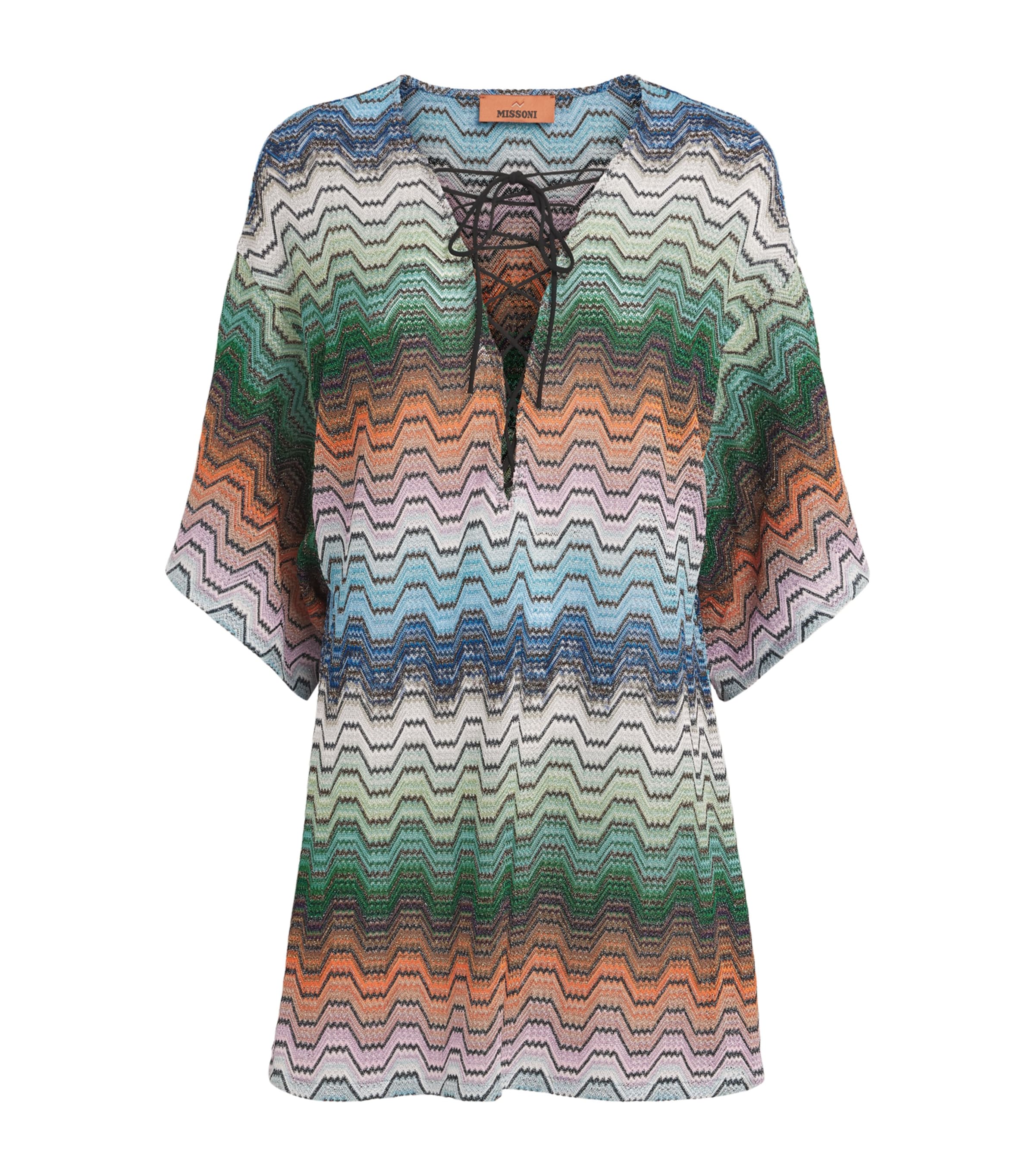 Missoni Womens Chevron Mini Kaftan Smsnq Mlti Blk/gr/or