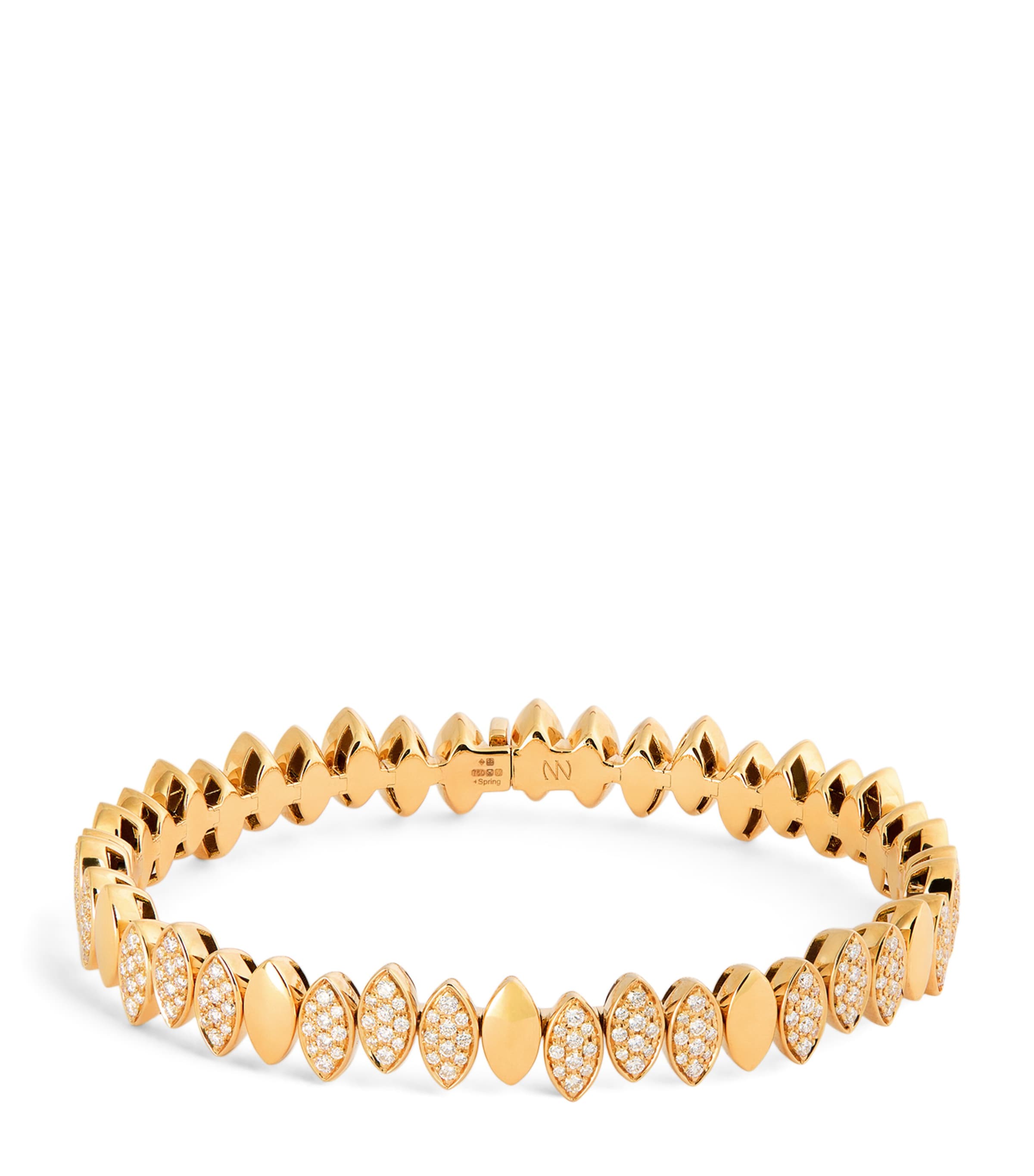 Yellow Gold and Diamond Navette Bangle