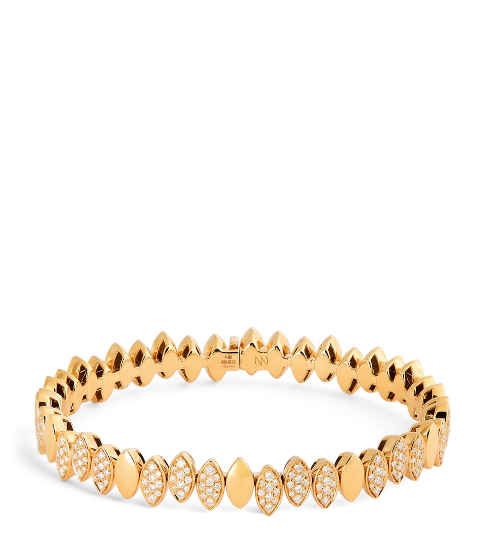 Yellow Gold and Diamond Navette Bangle