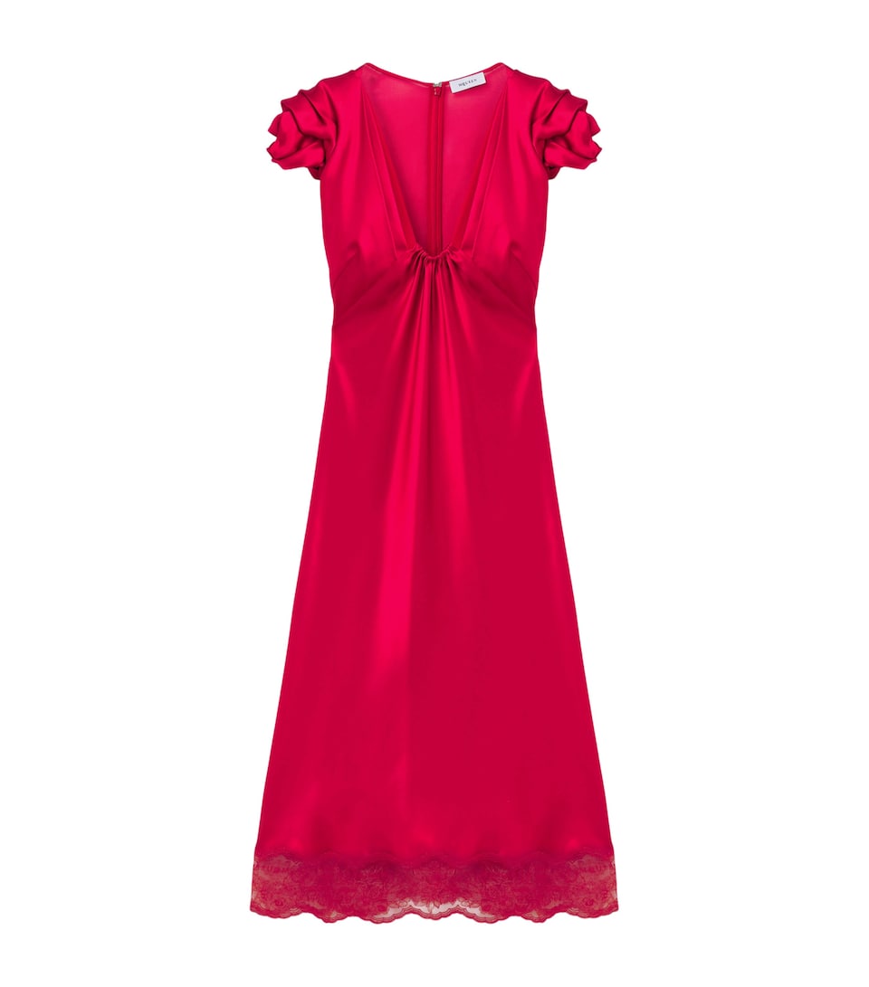 McQueen Womens Satin-Lace Midi Dress