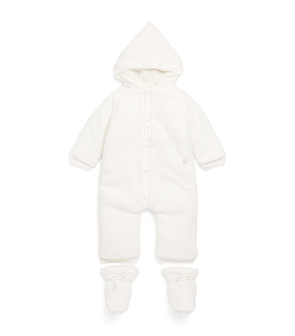 Paz Rodriguez Virgin Wool Snowsuit and Booties Set (1-12 Months) Cream