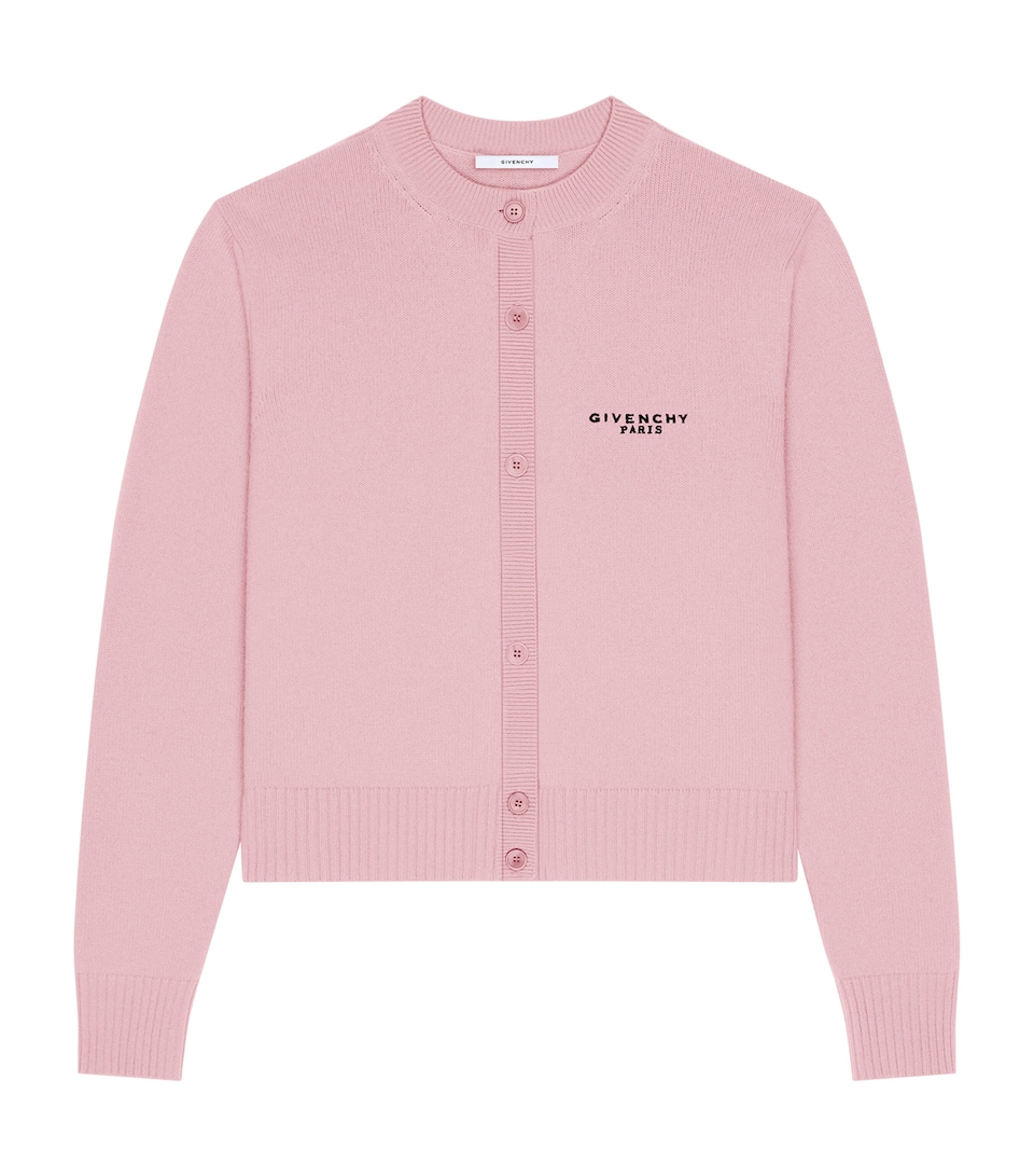 Givenchy Womens Wool and Cashmere Logo Cardigan Light Pink