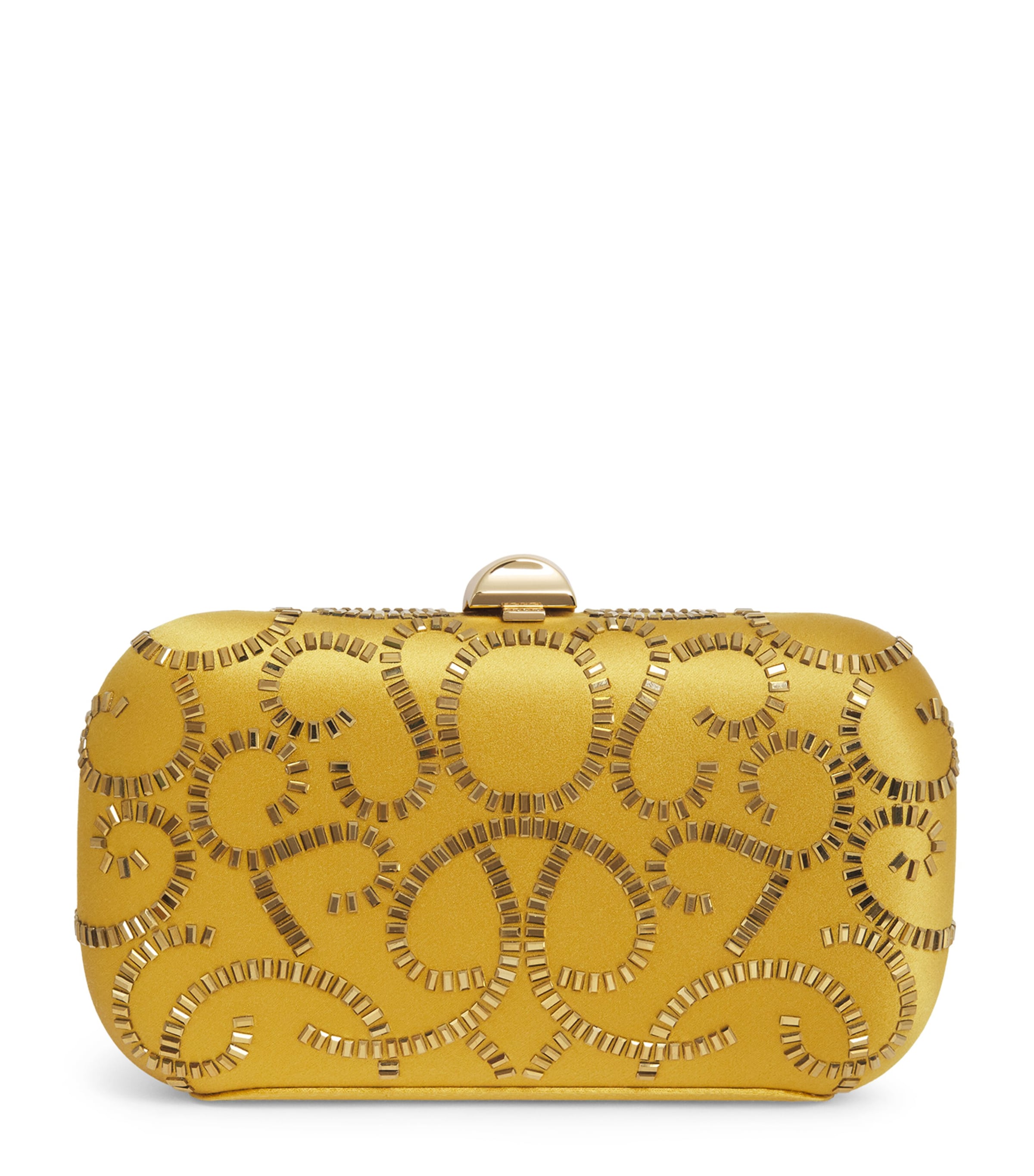 Rodo Satin Embellished Clutch Bag White