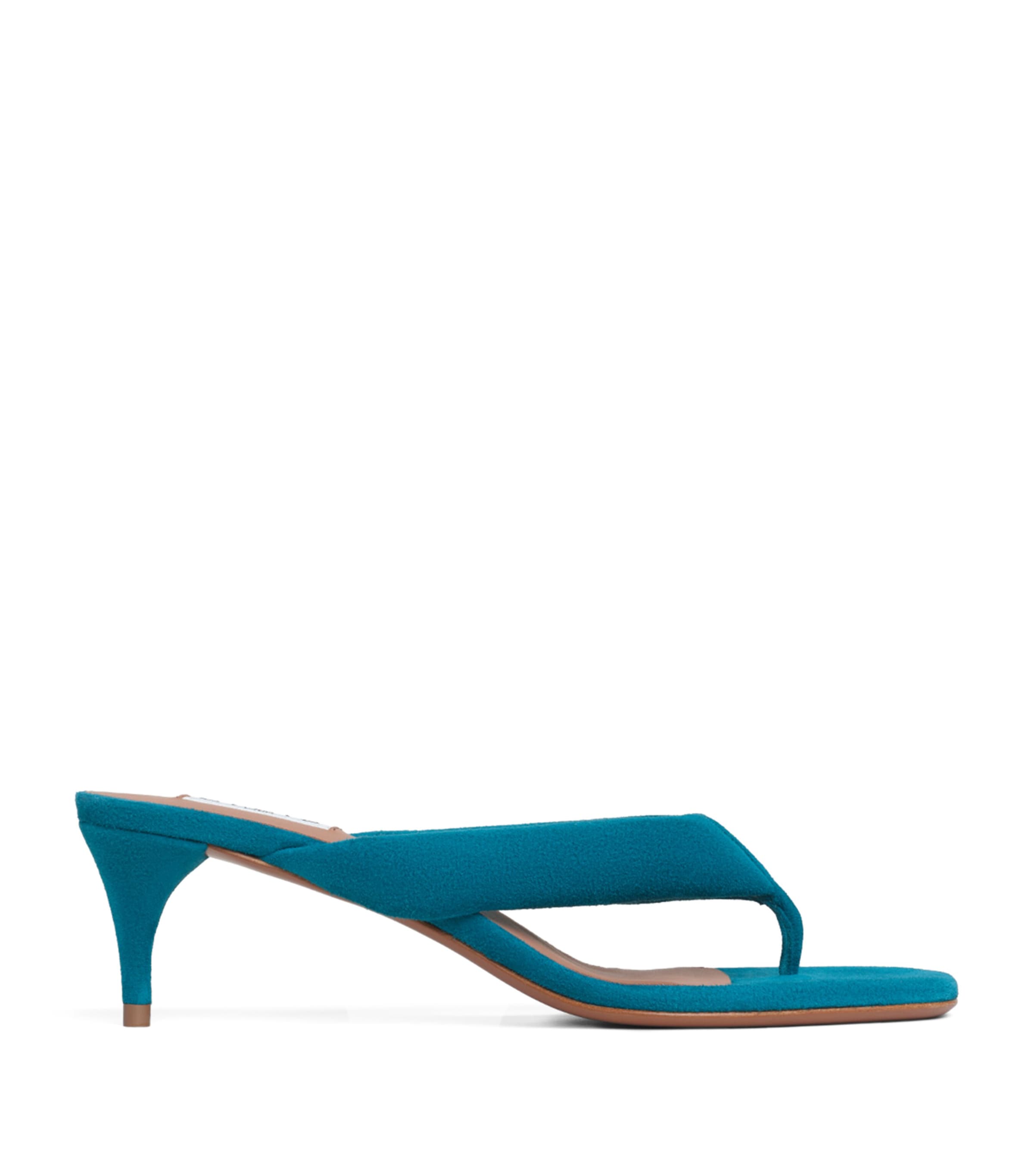 Alaïa Suede Thong Mules 55 China Blue