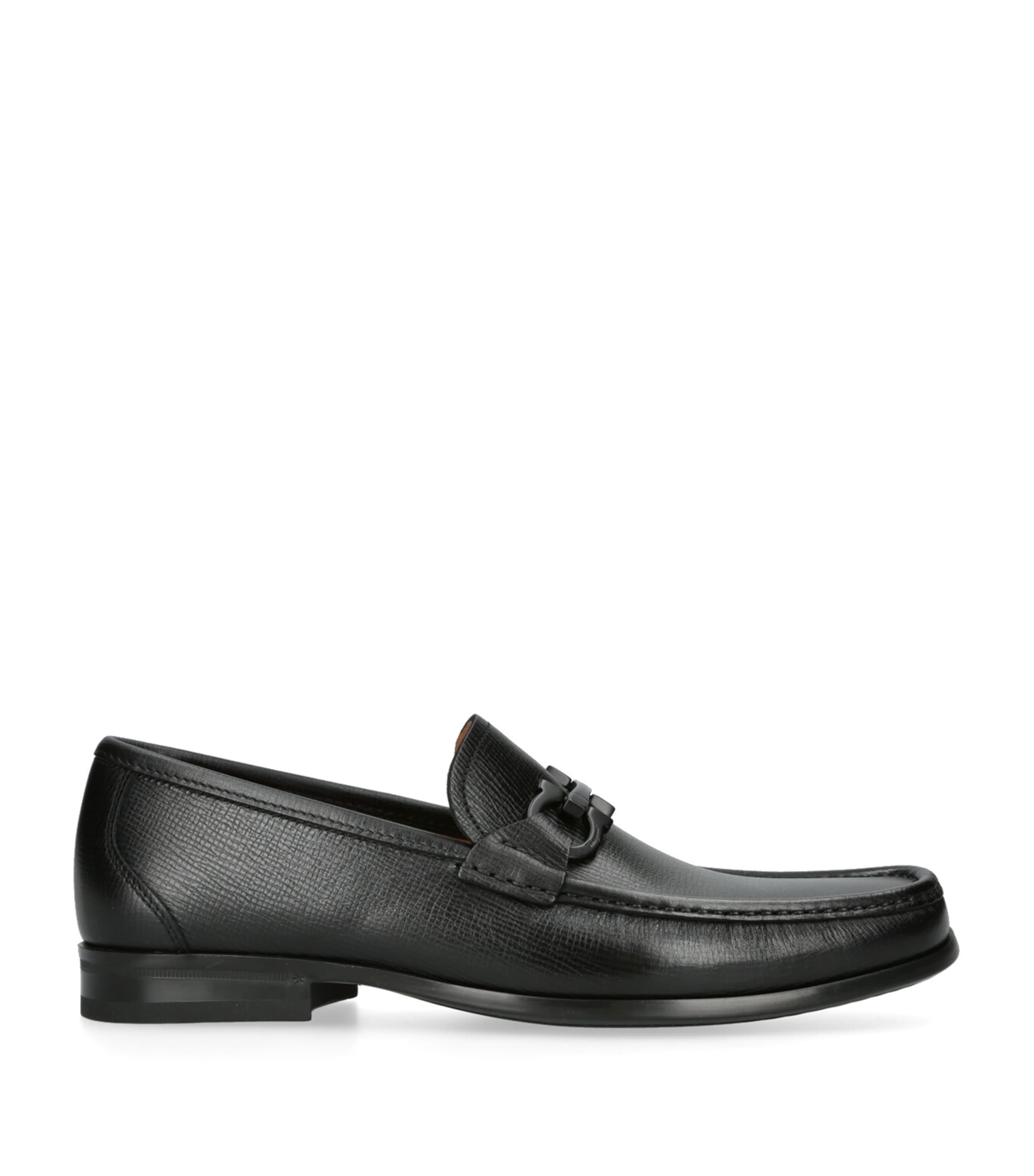 Salvatore Ferragamo Navy Leather Florio Loafers | Harrods US