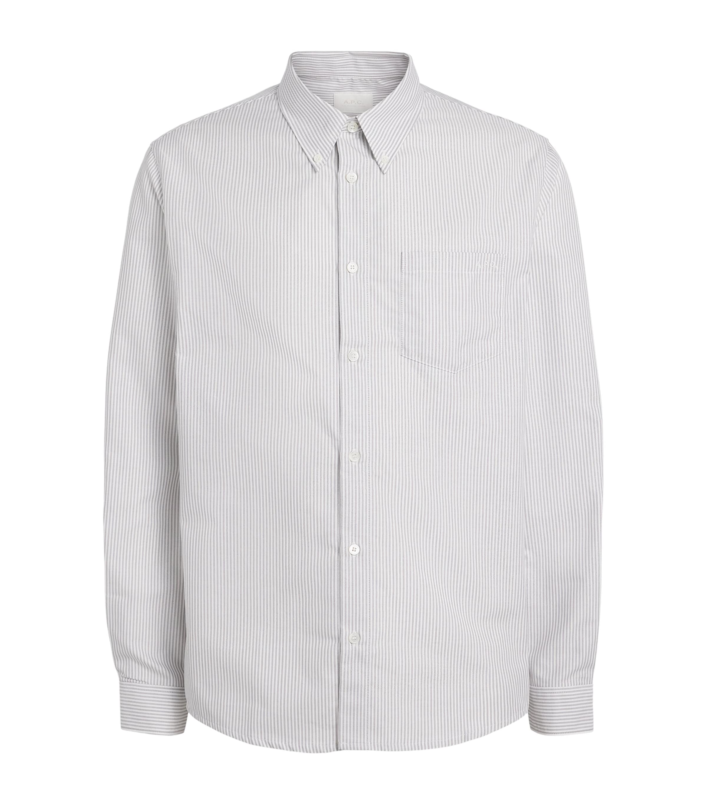 A.P.C. Mens Organic Cotton Stripe Shirt Laa Grey