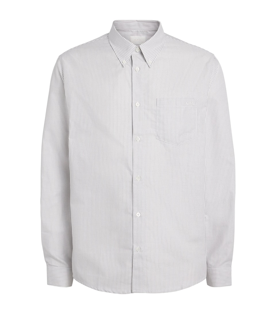 A.P.C. Mens Organic Cotton Stripe Shirt Laa Grey