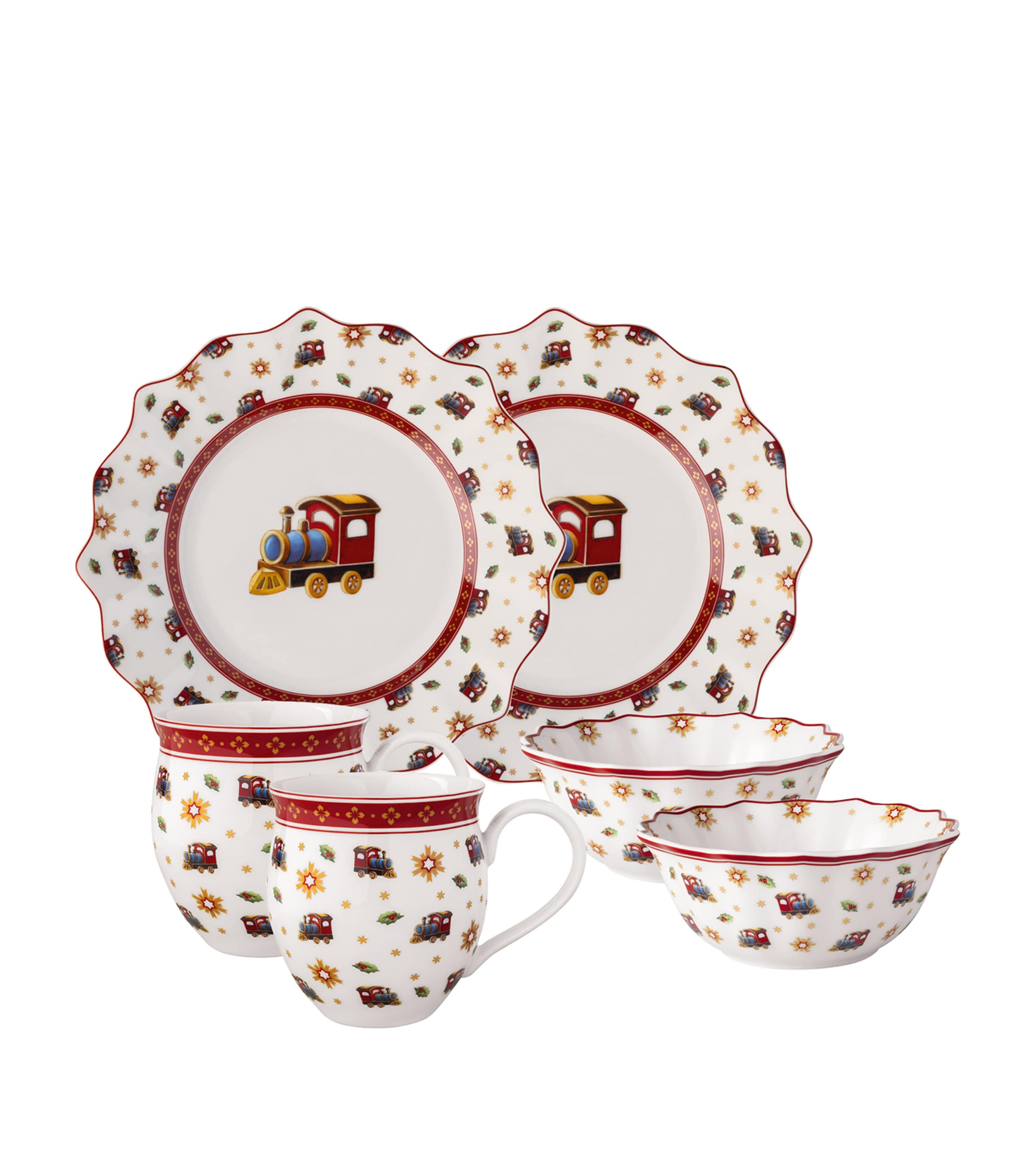 Porcelain Locomotive Toy's Delight 6-Piece Breakfast Set