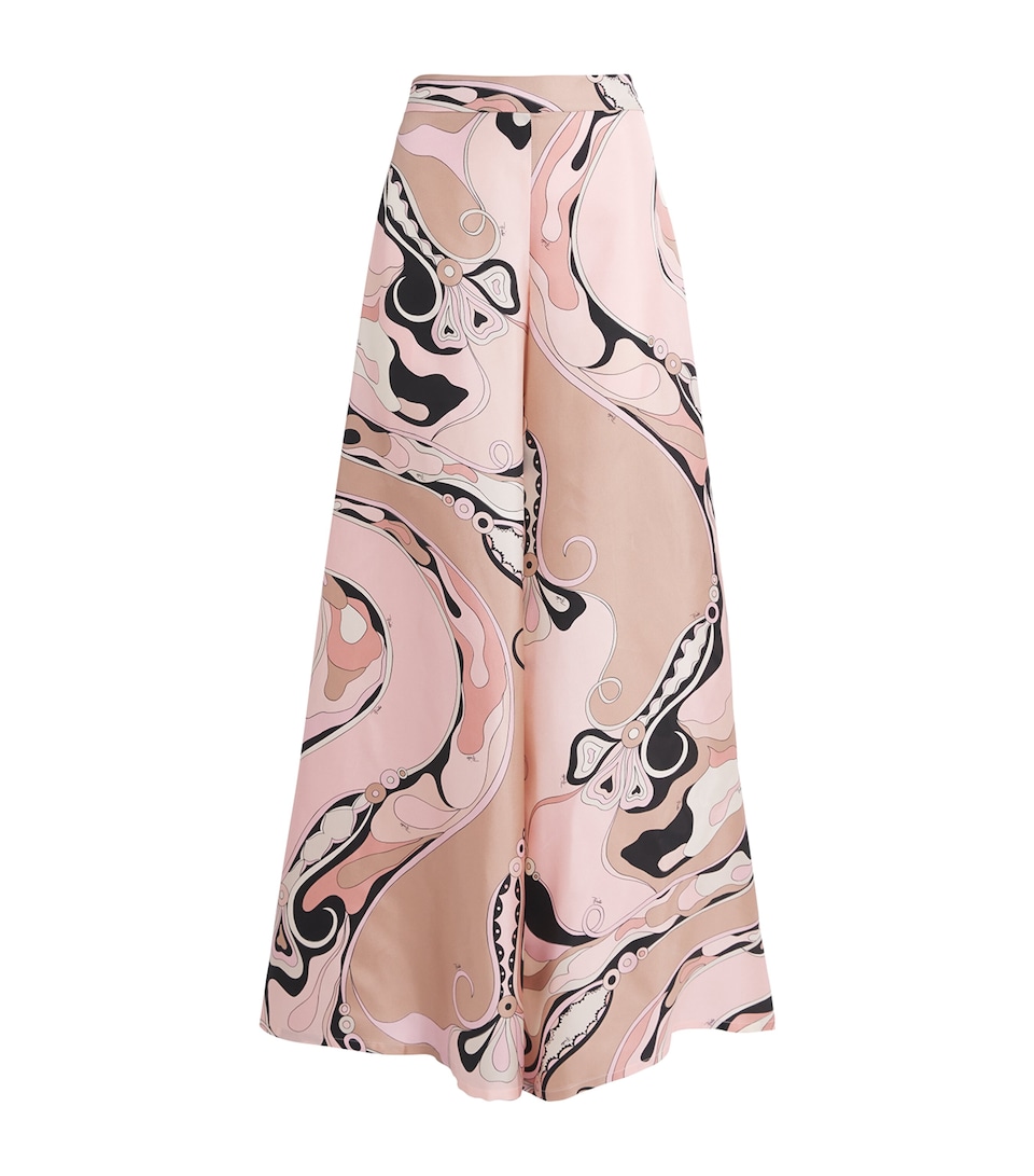 Silk Twill Orchidee Print Trousers