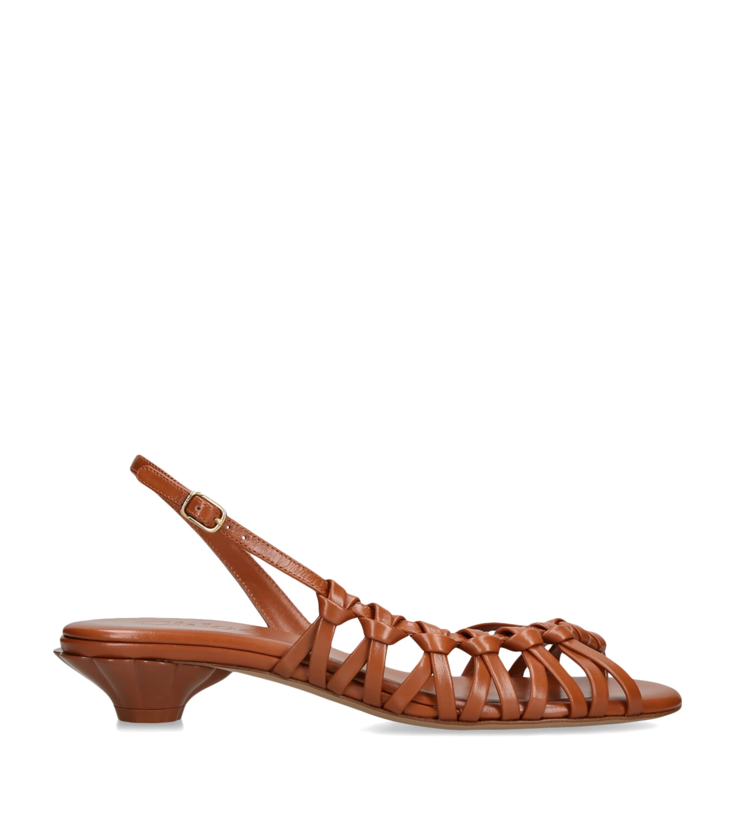 Chloé Leather Estra Slingback Sandals 40 Brown