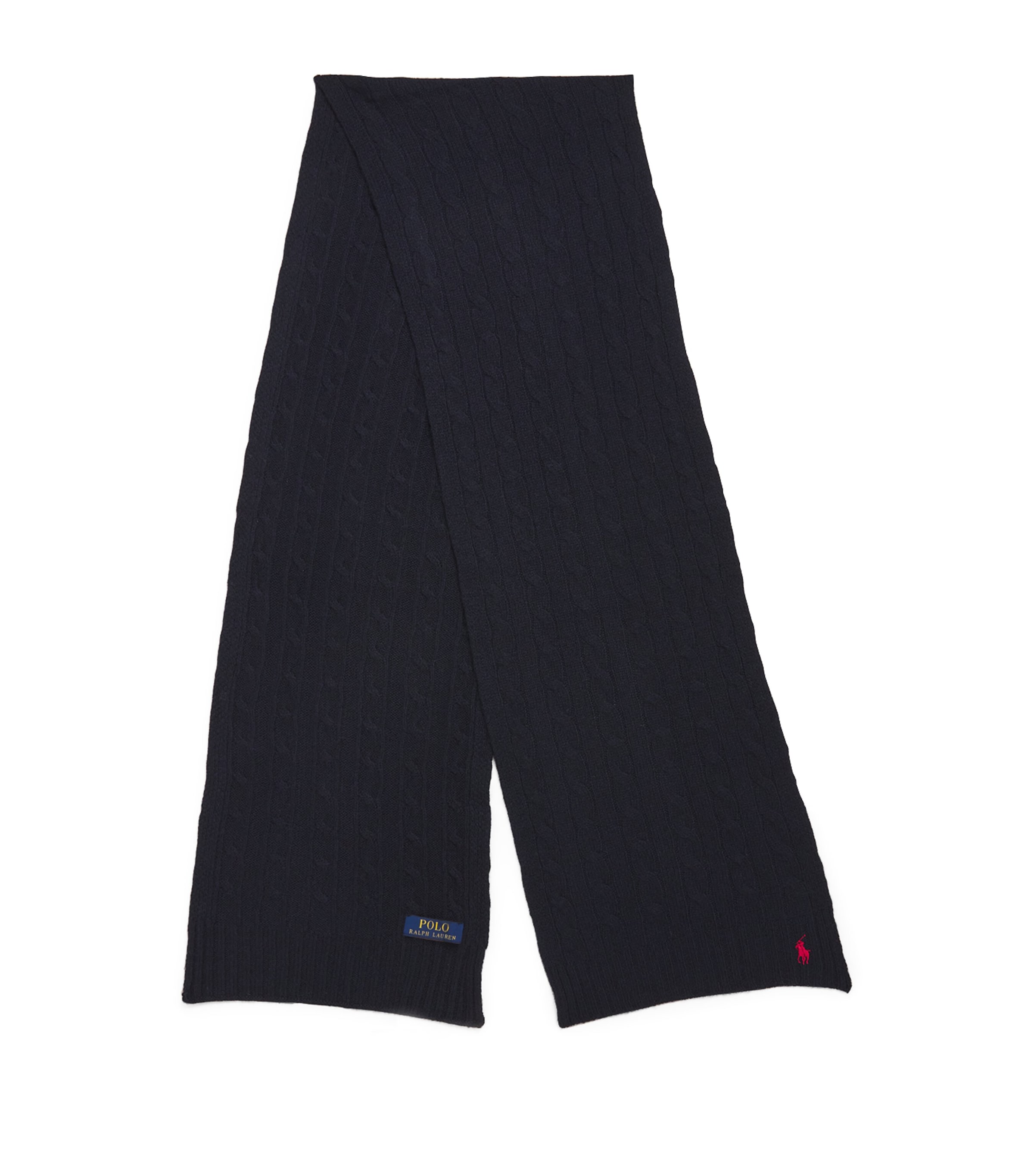 Polo Ralph Lauren Wool-Cashmere Cable-Knit Scarf Blue