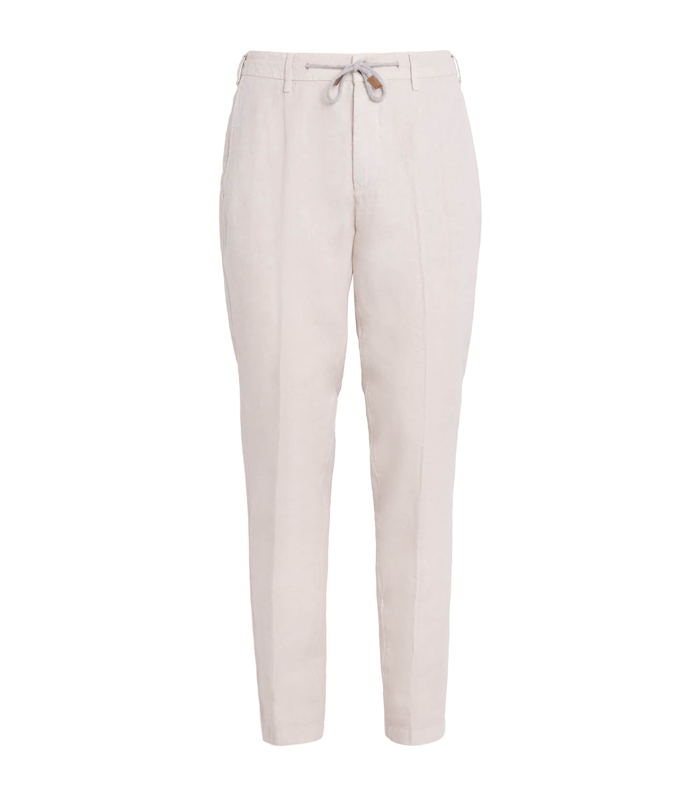 Linen Drawstring-Detail Trousers