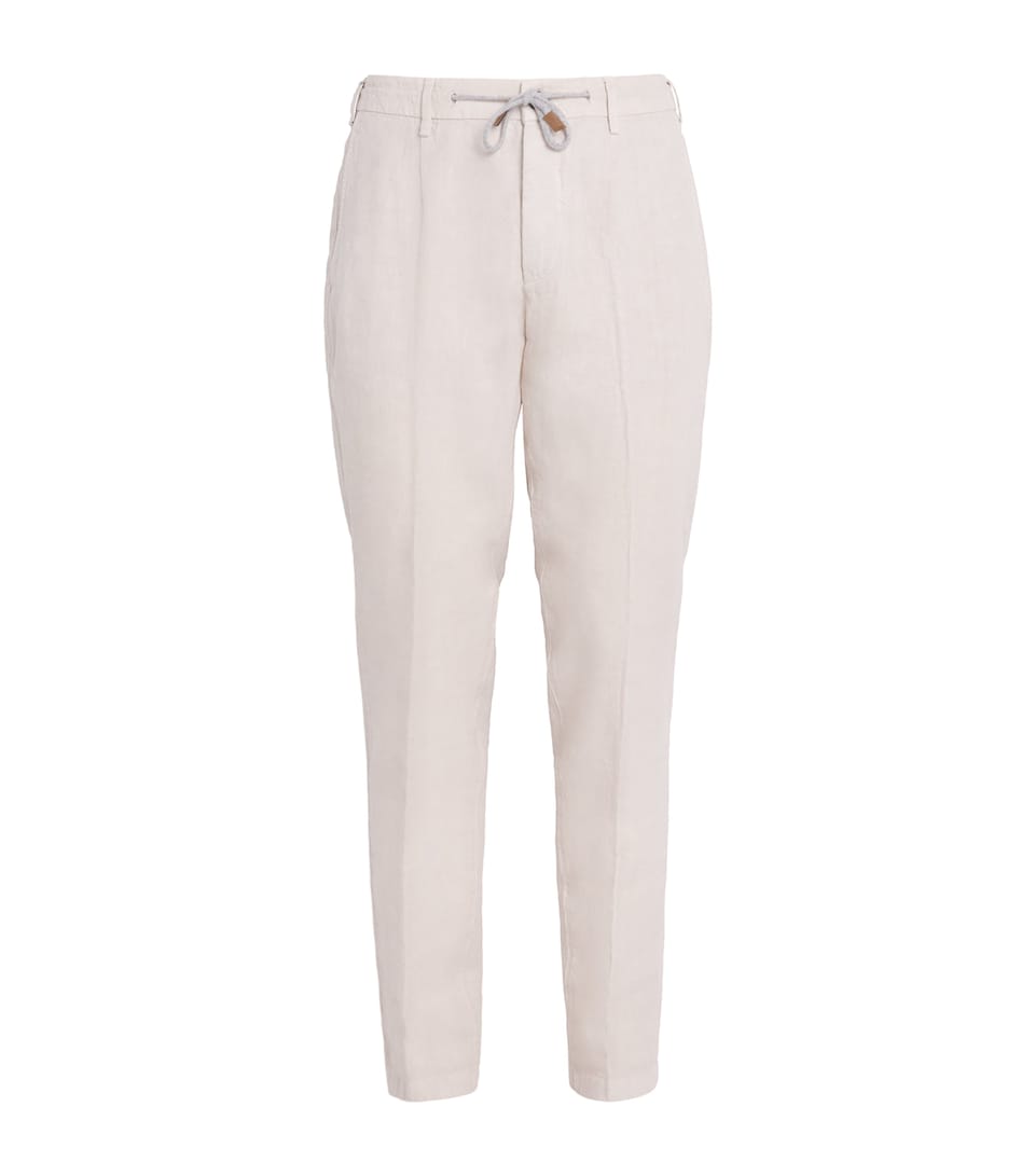 Linen Drawstring-Detail Trousers