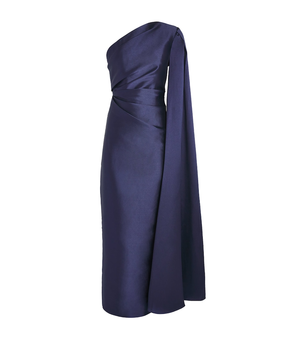 Solace London Womens One-Shoulder Veya Gown Navy