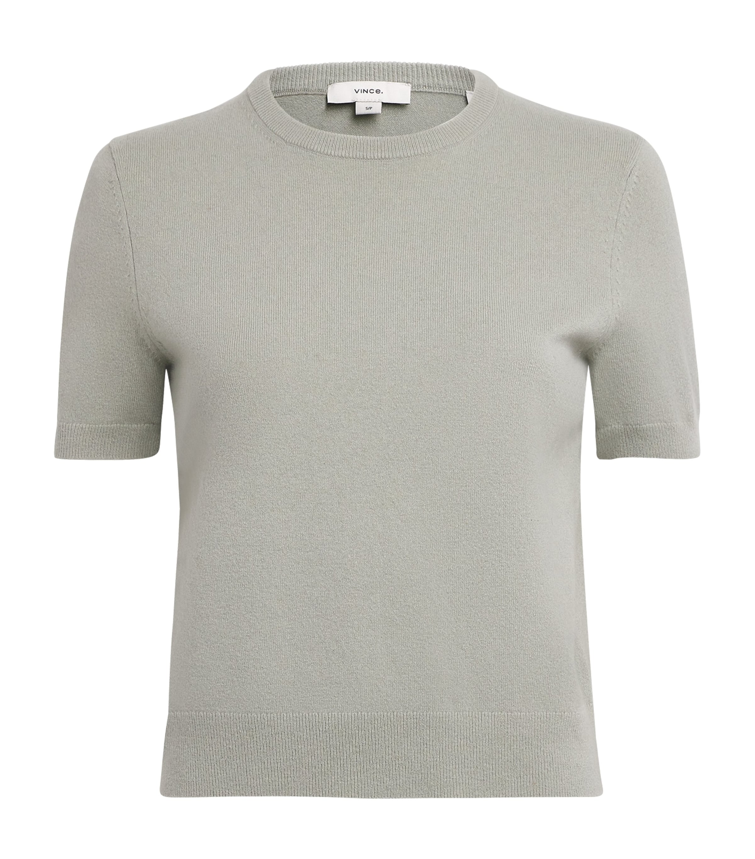 Vince Womens Wool-Cashmere-Blend Short-Sleeve Sweater Stone Sage