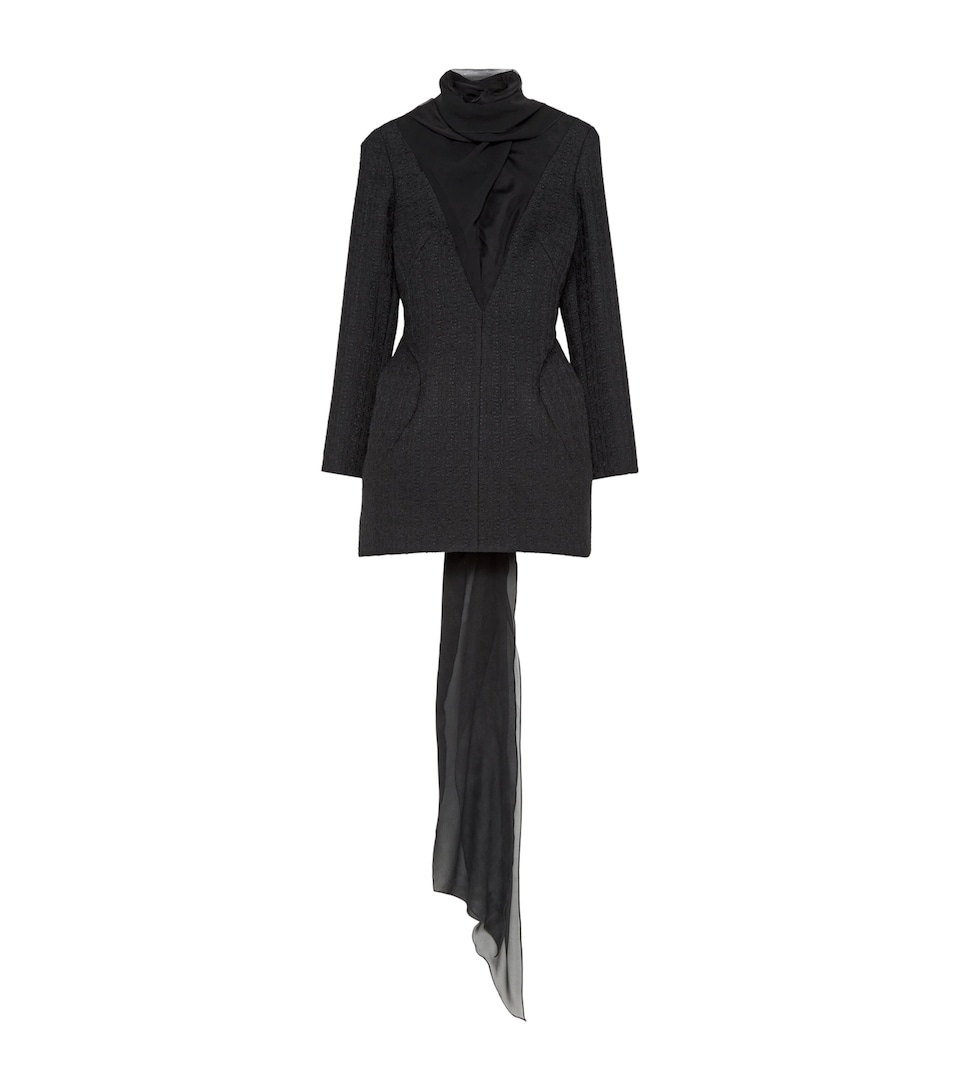 McQueen Womens Tweed Tie-Neck Mini Dress