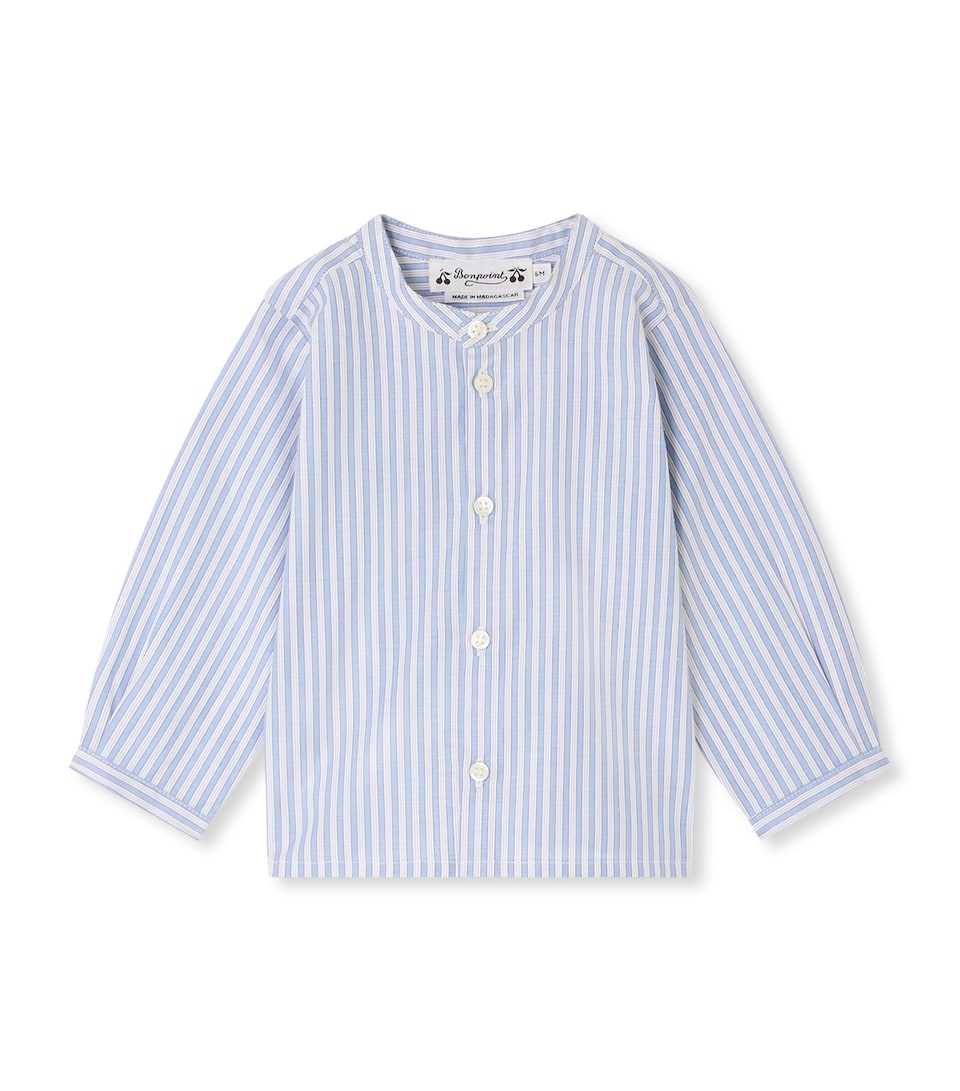 Bonpoint Cotton Striped Shirt (1-18 Months) Ra Bleu Gris