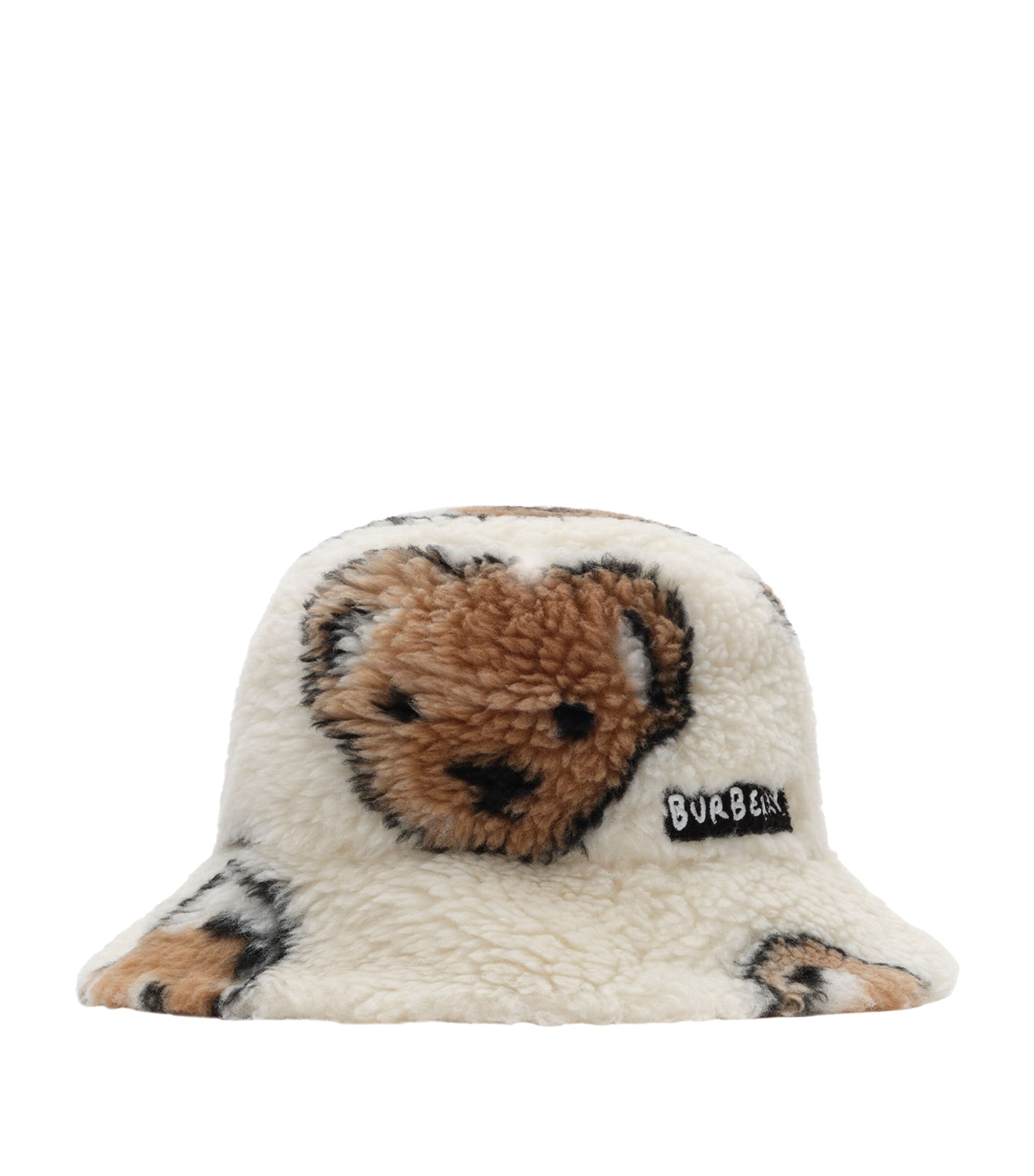 Burberry Kids Fleece Thomas Bear Bucket Hat Salt Ip Pattern