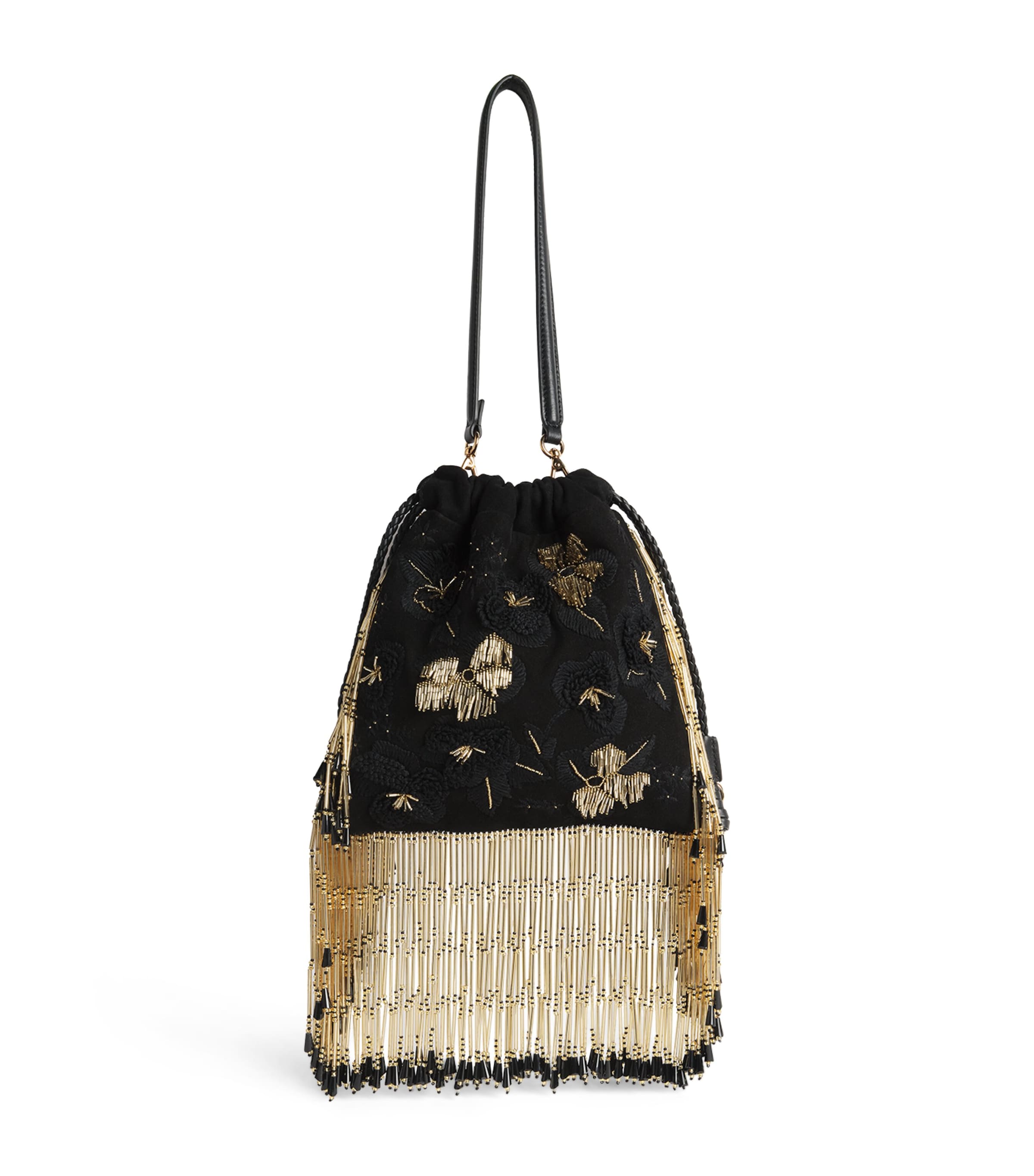 Etro Suede Fringe Kalispera Shoulder Bag Black