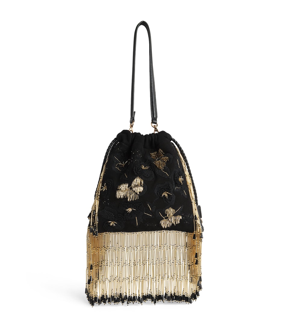 Etro Suede Fringe Kalispera Shoulder Bag Black