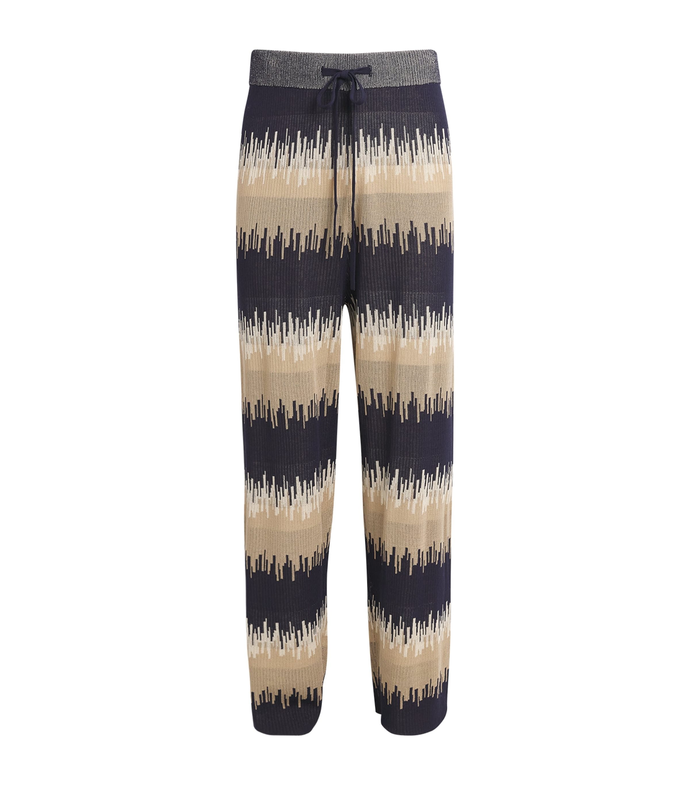 COMMAS Mens Jacquard Wave Wide-Leg Trousers