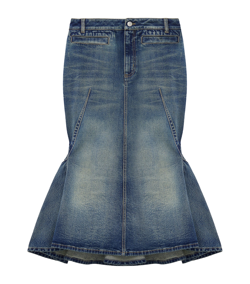 Denim Kickback Midi Skirt
