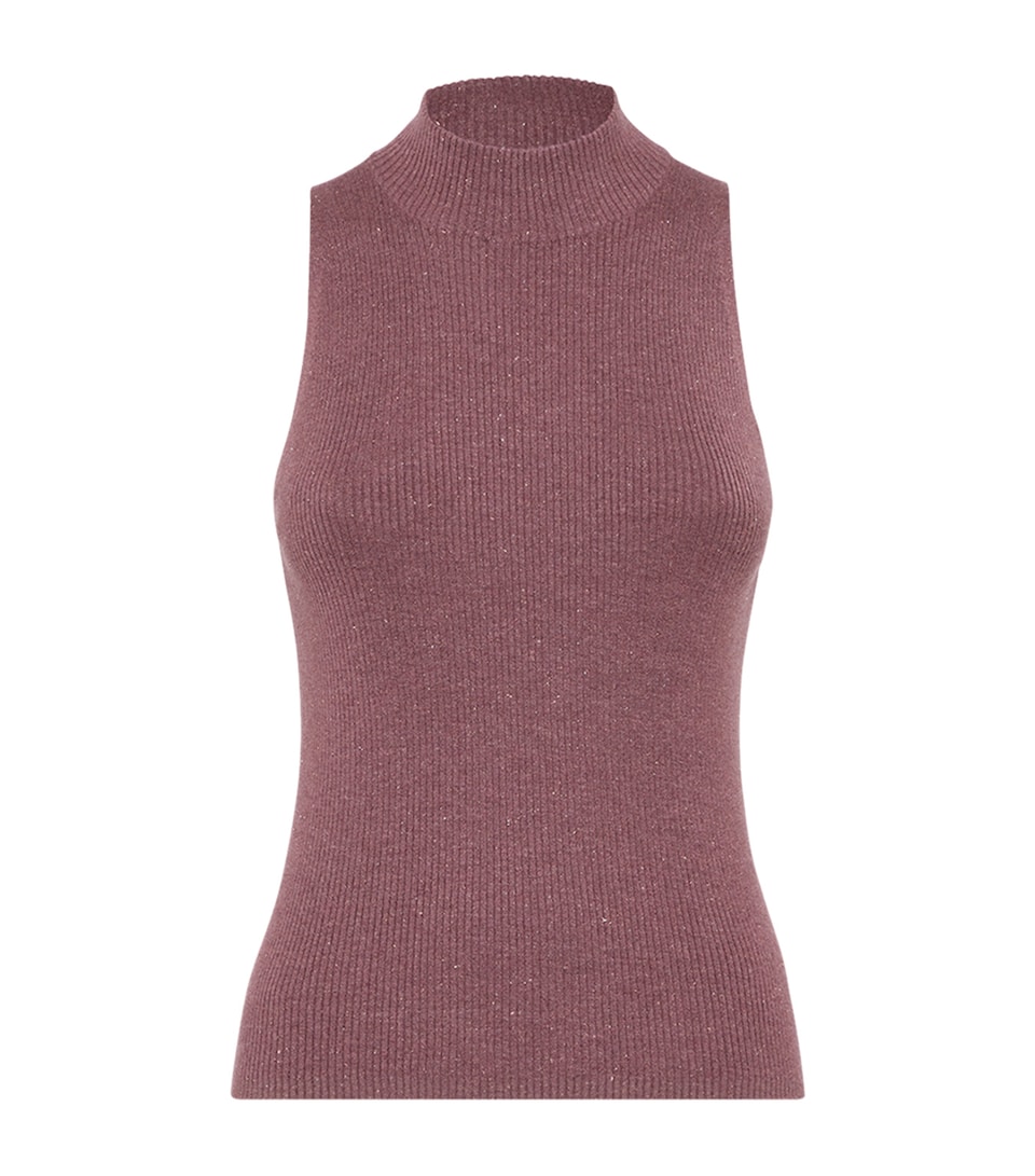 Sparkling Cashmere Rib-Knit Top