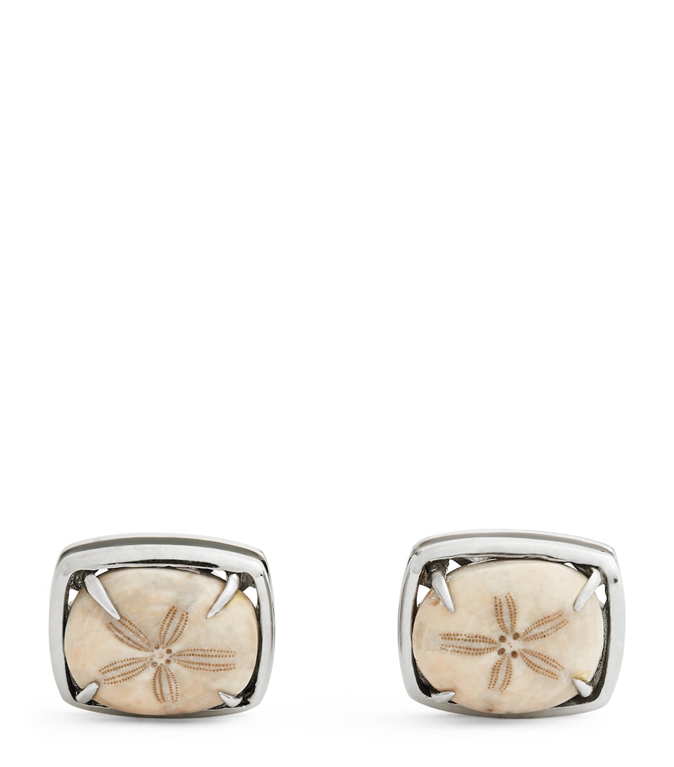Rhodium-Plated Sterling Silver and Echinoid Cufflinks