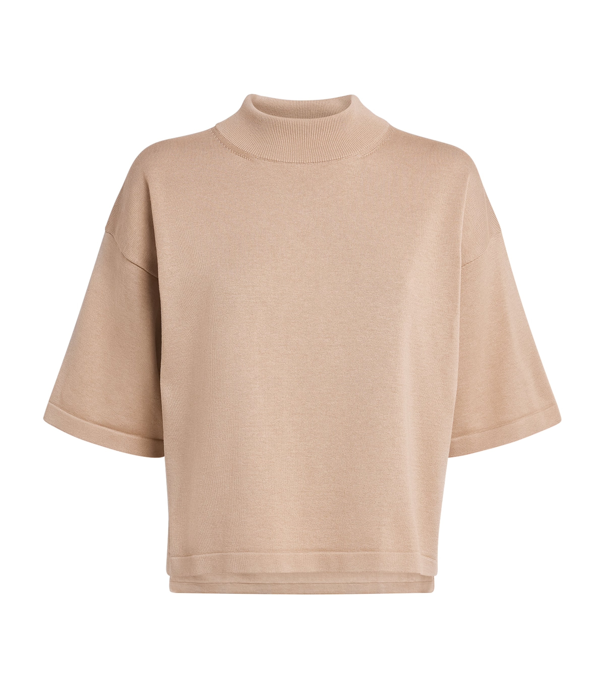 Falke Womens Silk-Cotton Mock-Neck Top Camel
